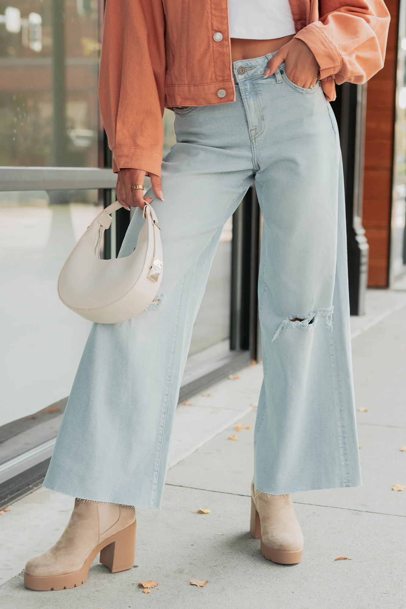 Vivienne Wide Leg Ripped Hidden Jeans (Light) - Image 16