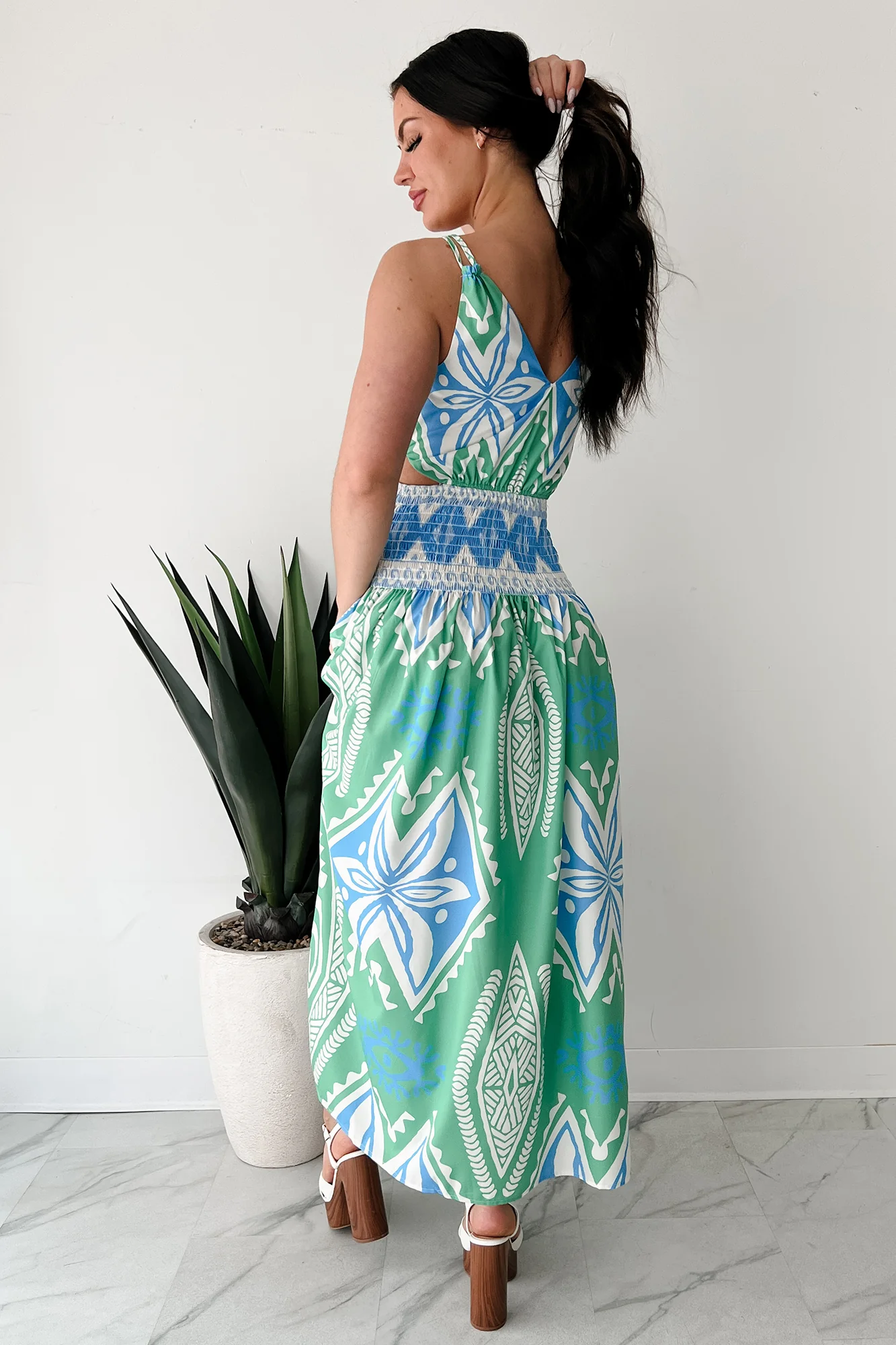 Walking Tall Tropical Print Maxi Dress (Green/Multi) - Image 3