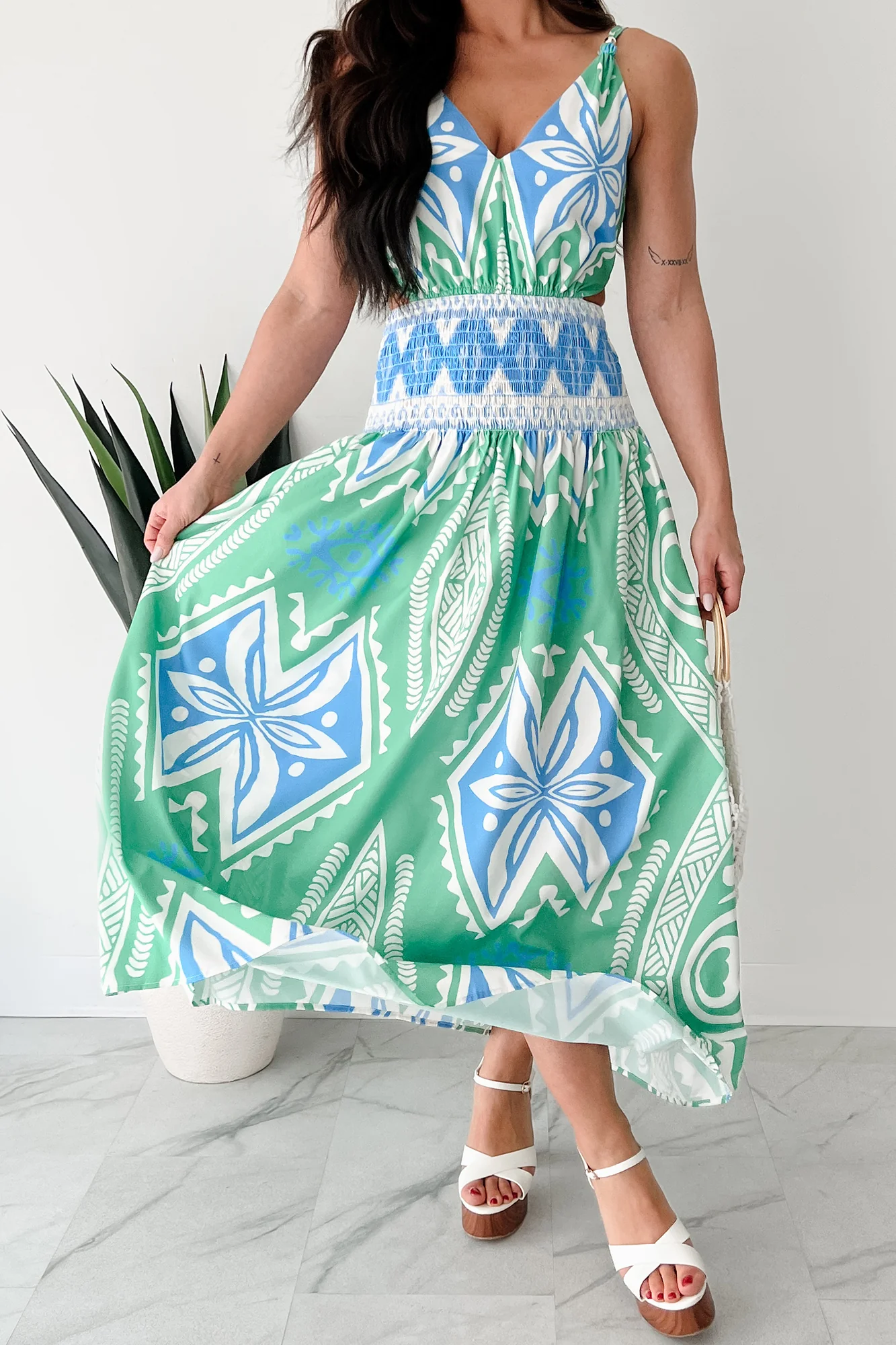 Walking Tall Tropical Print Maxi Dress (Green/Multi) - Image 4