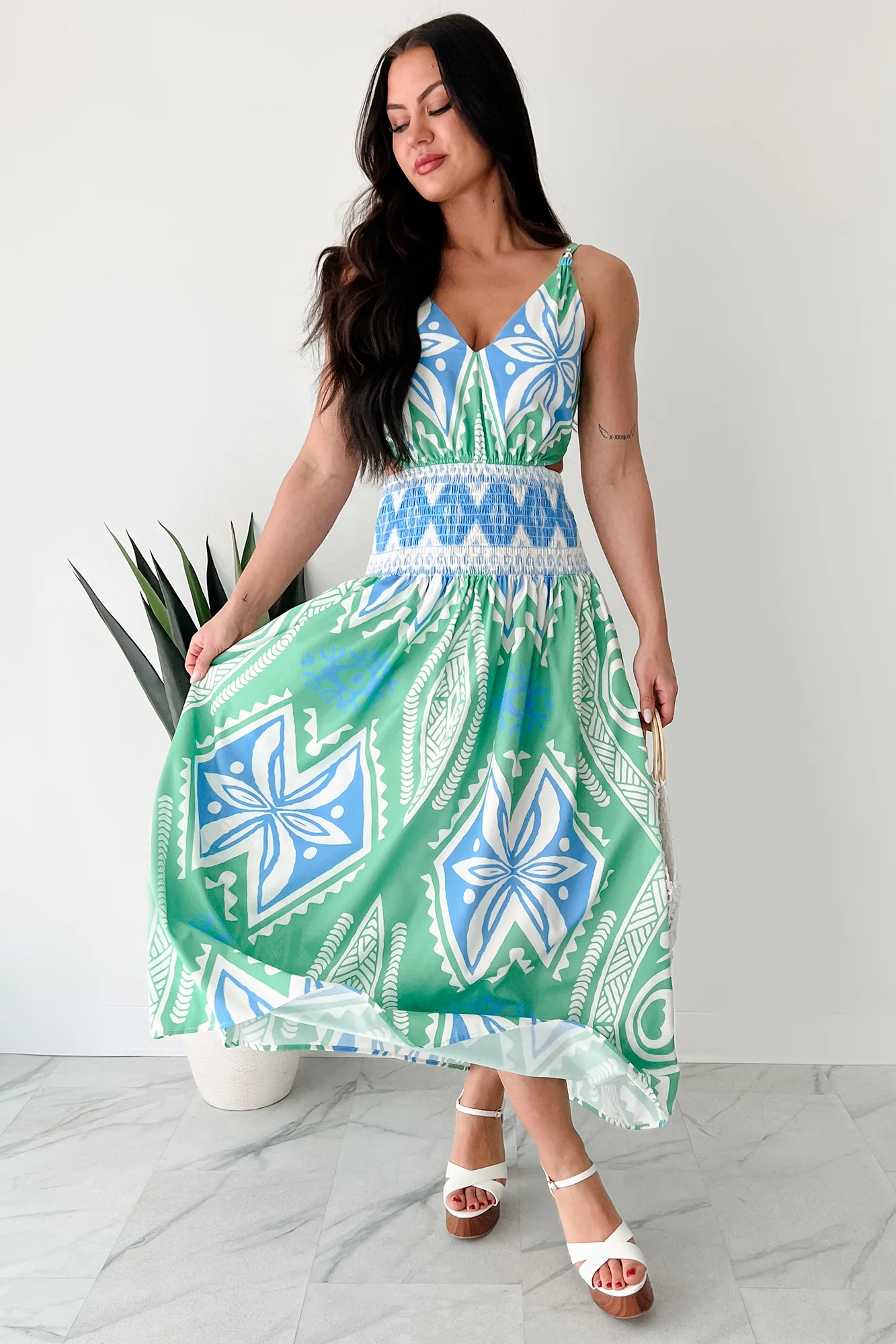 Walking Tall Tropical Print Maxi Dress (Green/Multi) - Image 7