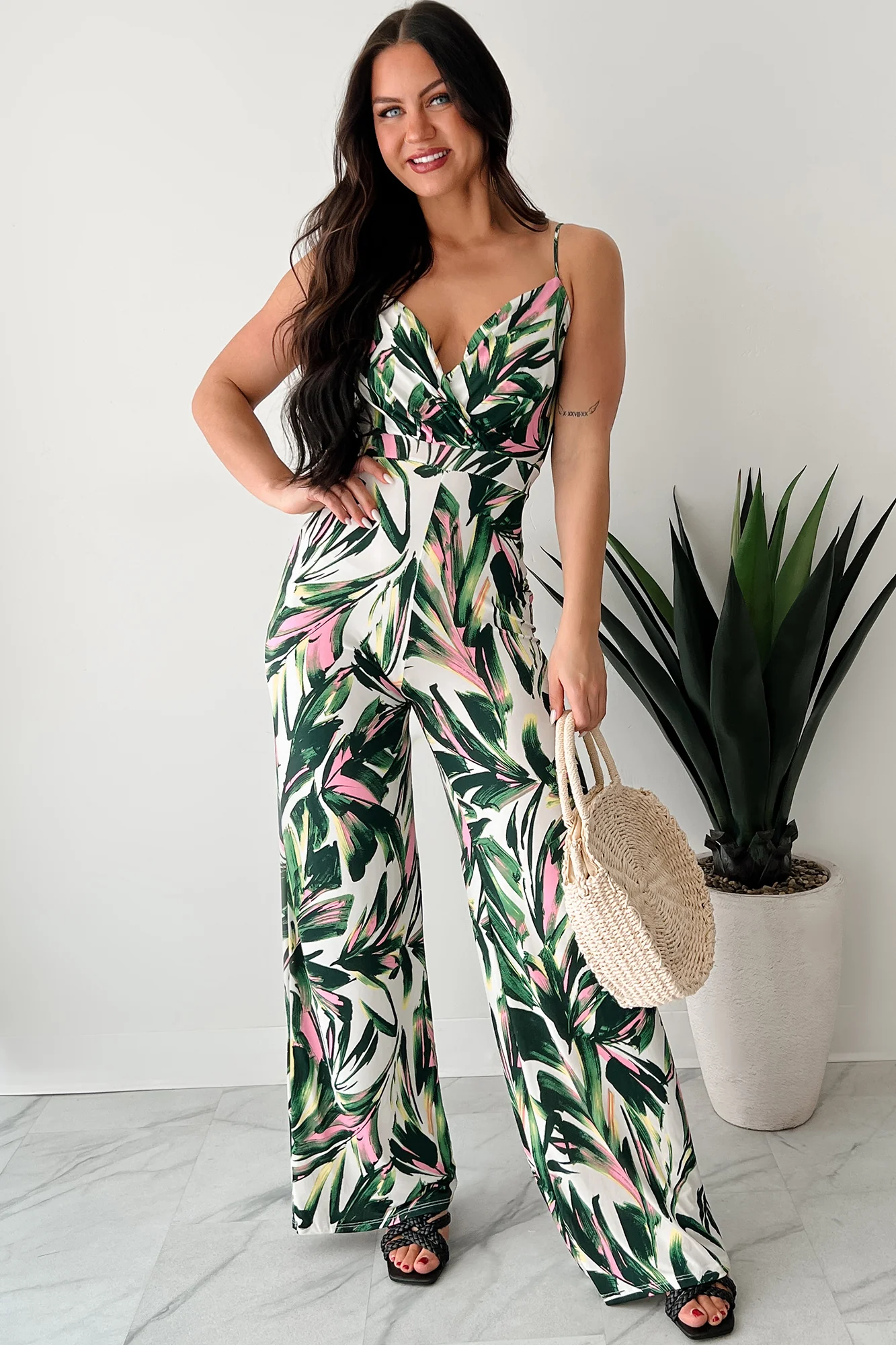 Walking With Fire Printed Surplice Jumpsuit (Multi) - Image 2