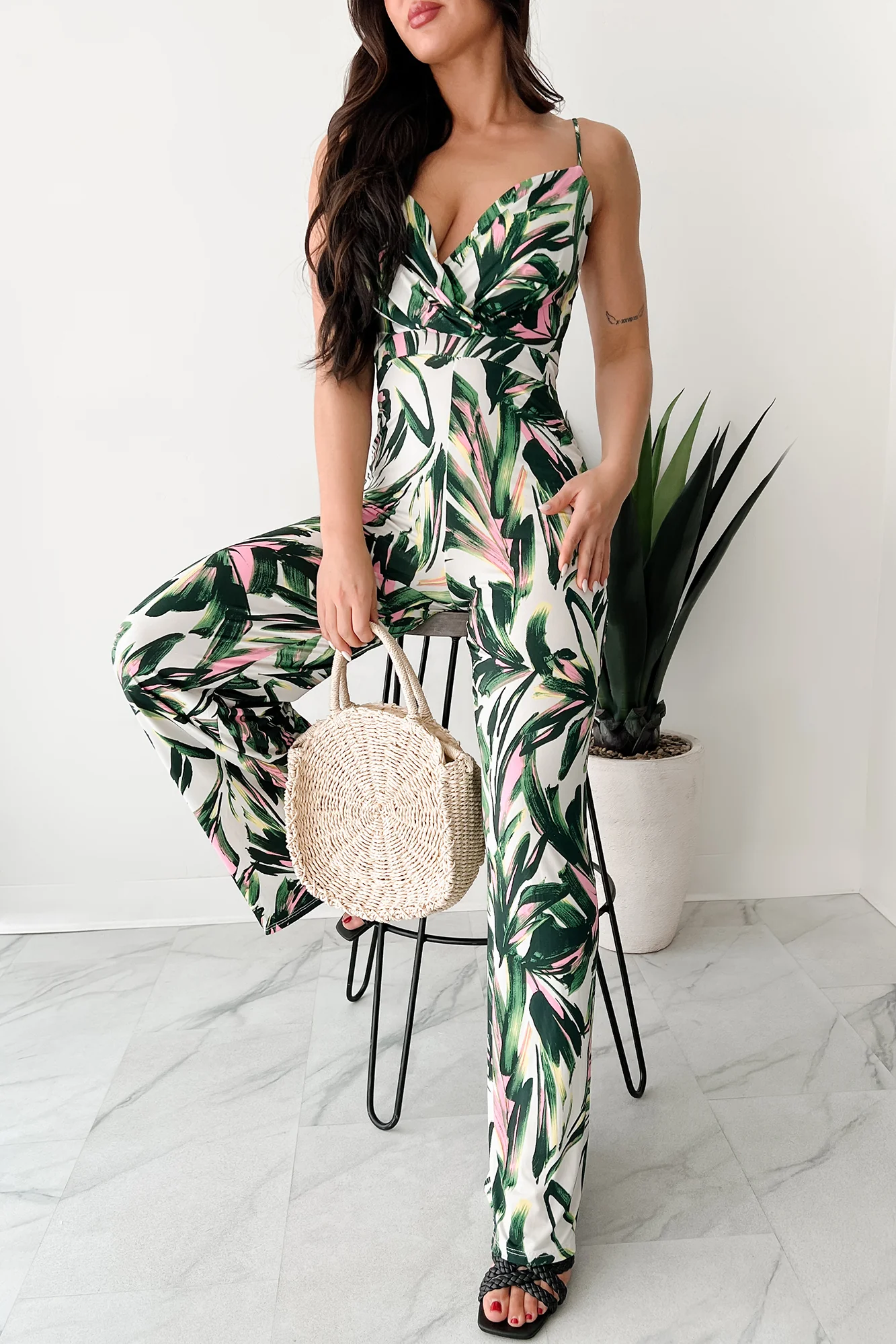 Walking With Fire Printed Surplice Jumpsuit (Multi) - Image 4