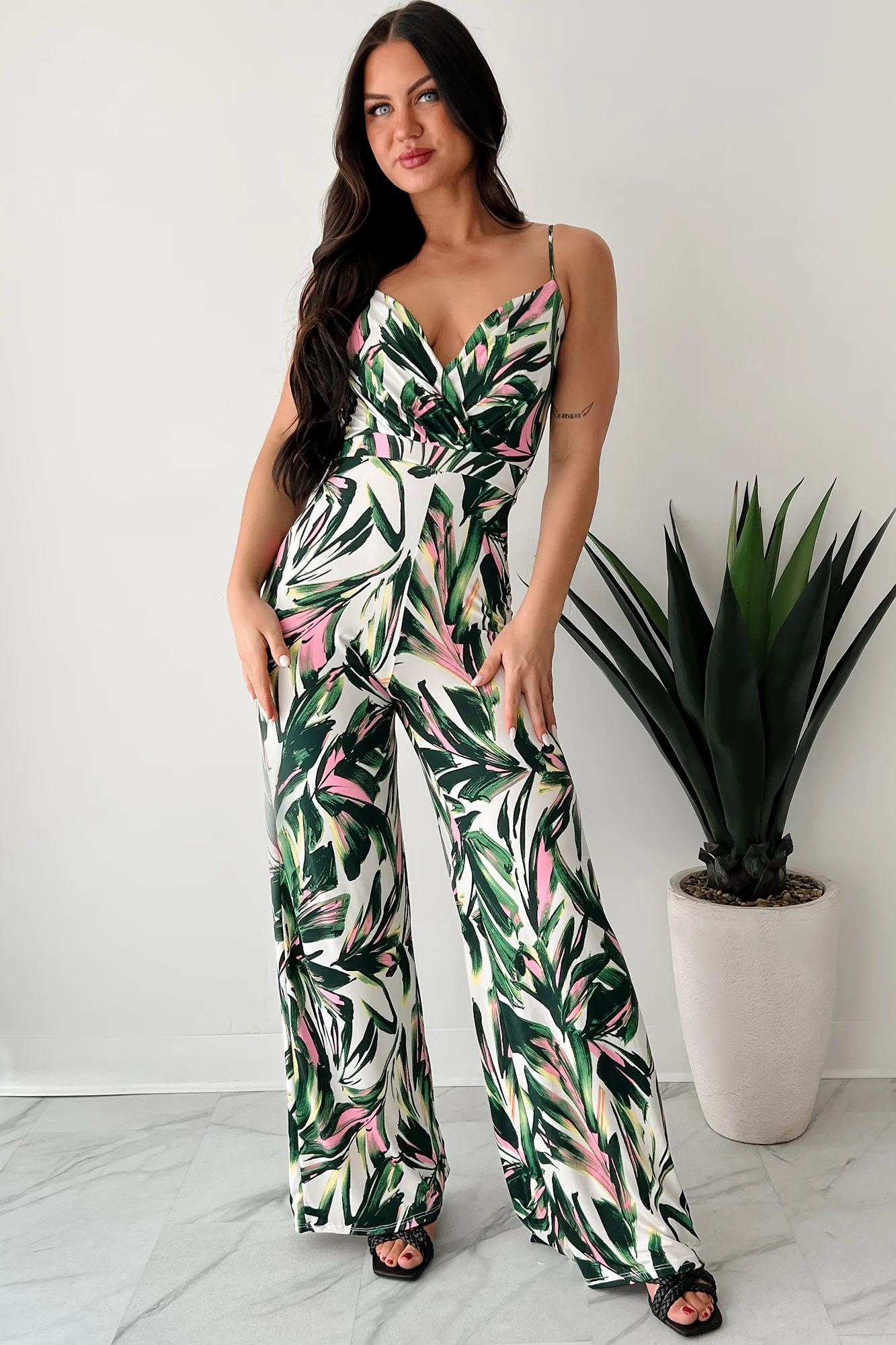 Walking With Fire Printed Surplice Jumpsuit (Multi) - Image 5