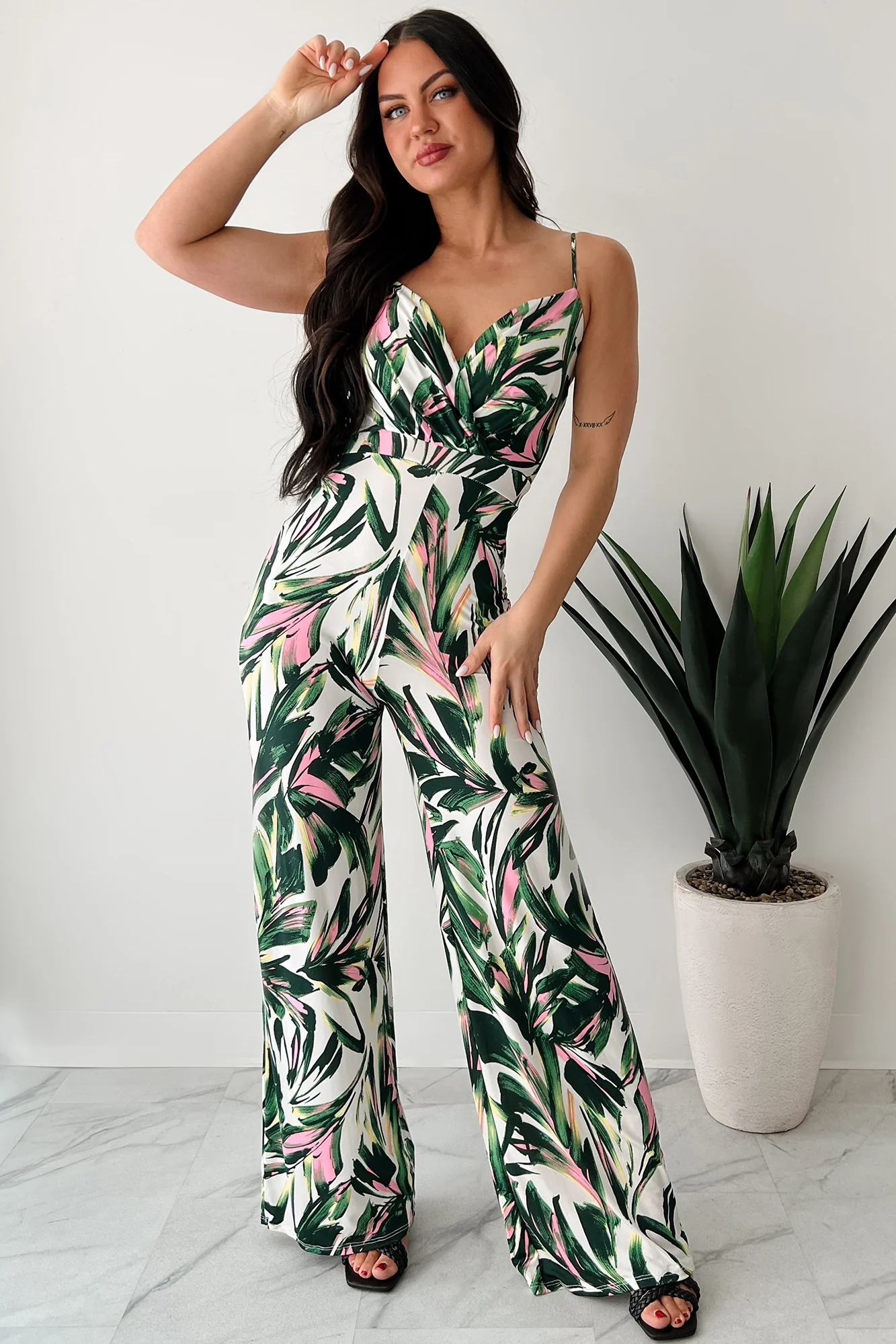 Walking With Fire Printed Surplice Jumpsuit (Multi) - Image 7