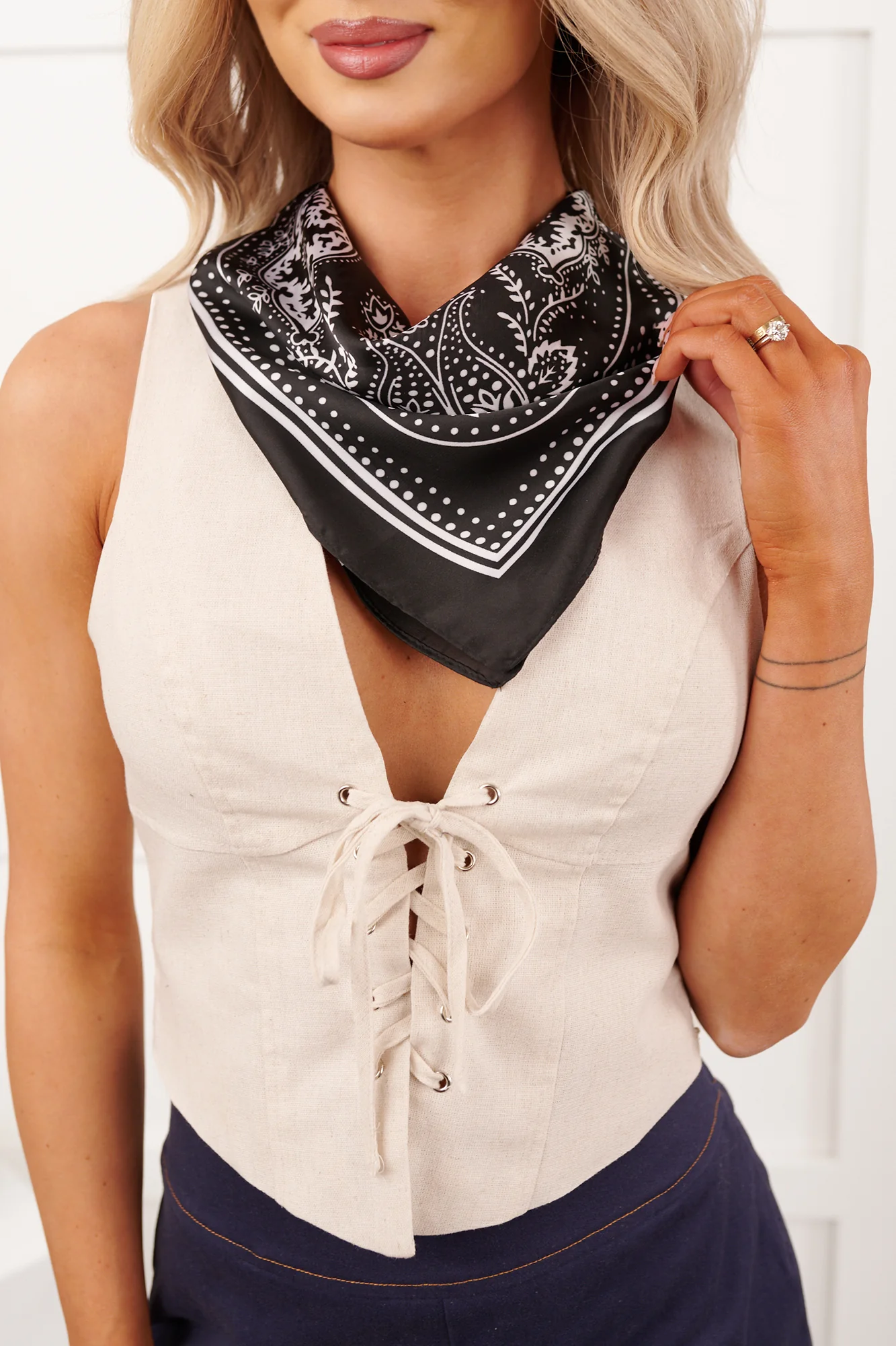 Wander West Paisley Print Bandana Scarf (Black) - Image 3