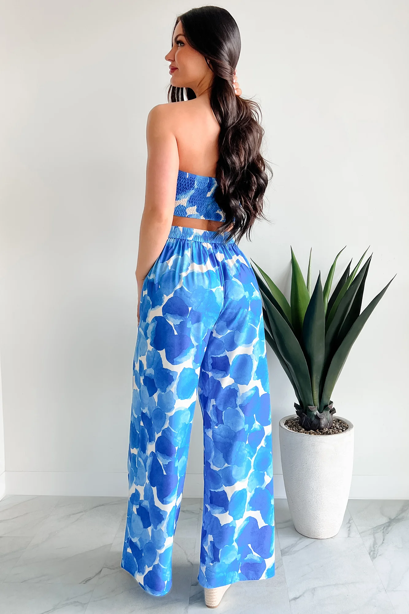 Wandering Freely Two-Piece Bandeau Pant Set (Blue) - Image 3
