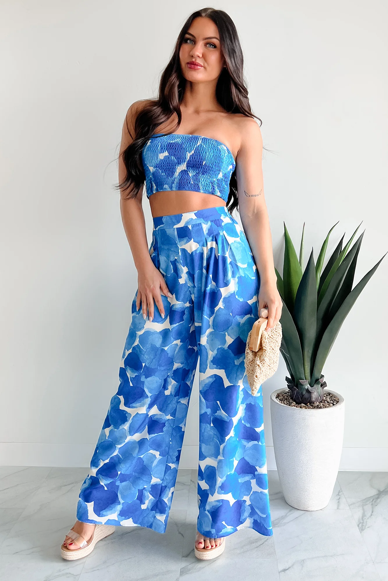 Wandering Freely Two-Piece Bandeau Pant Set (Blue) - Image 5
