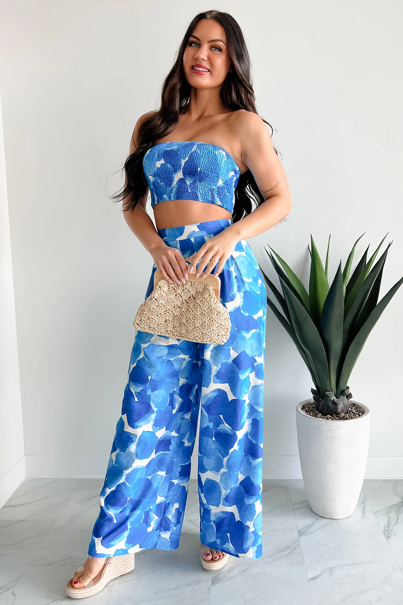 Wandering Freely Two-Piece Bandeau Pant Set (Blue) - Image 6