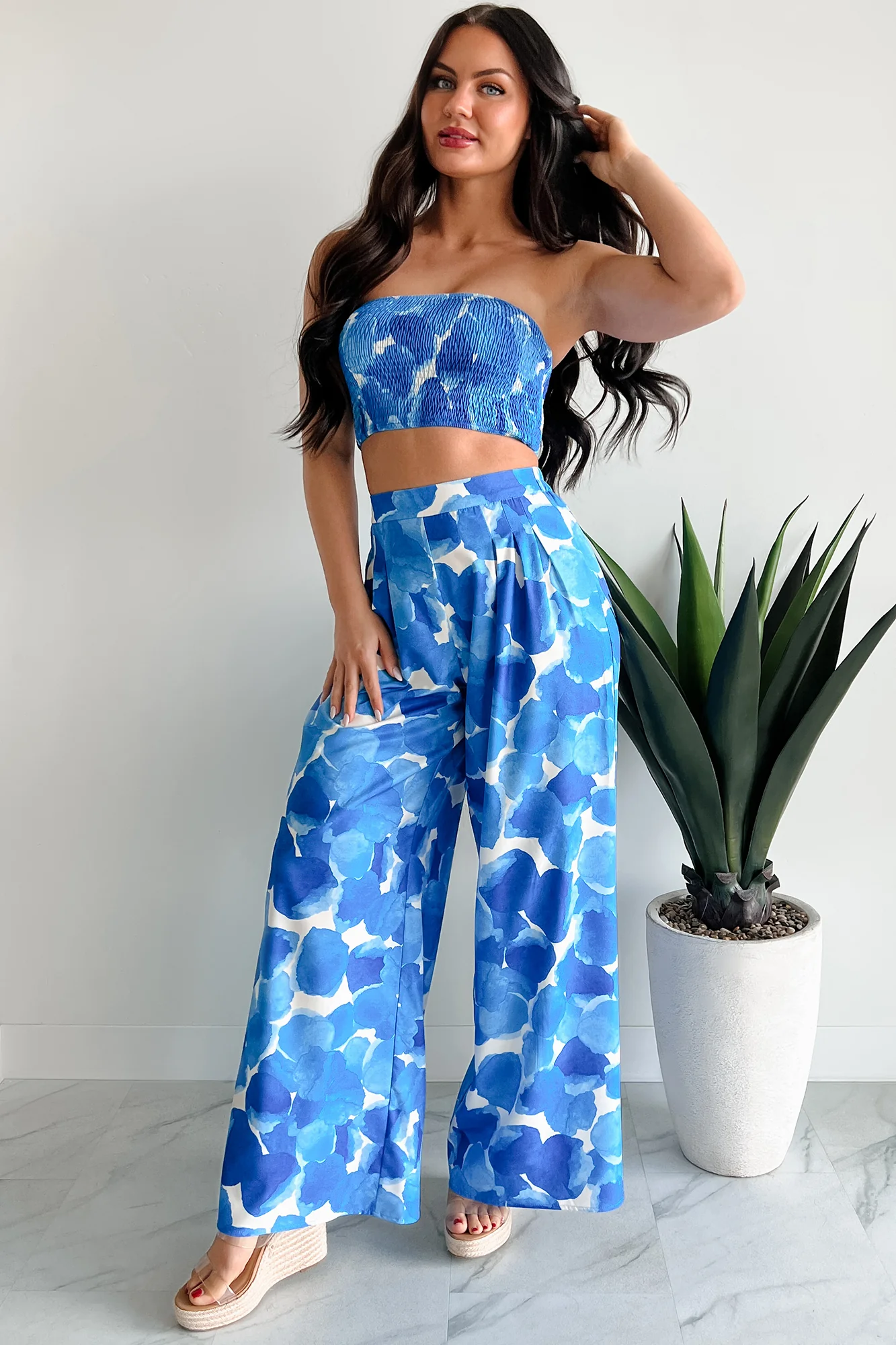 Wandering Freely Two-Piece Bandeau Pant Set (Blue) - Image 7