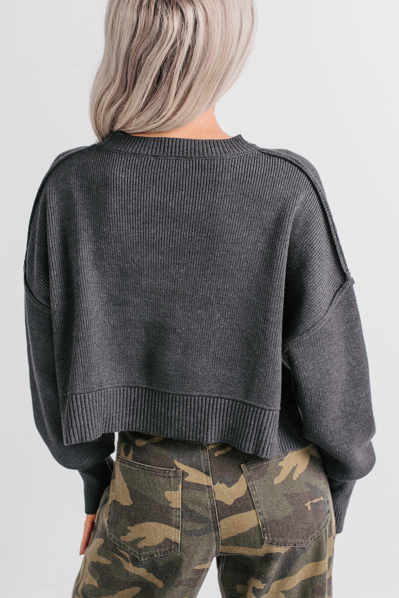 Warm December Ribbed Crop Sweater (Black) - Image 4