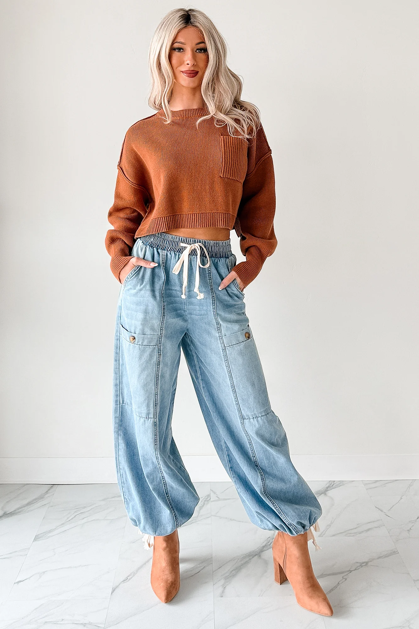 Warm December Ribbed Crop Sweater (Brown) - Image 6