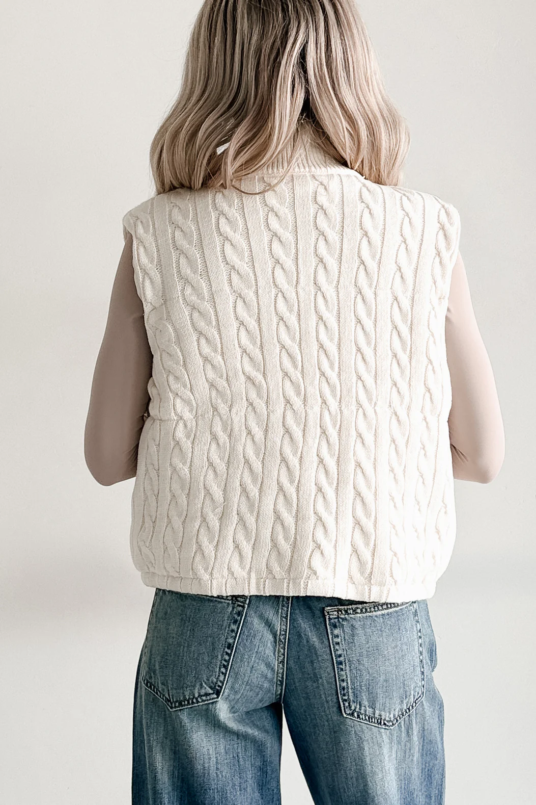 Warm Welcome Cable Knit Puffer Vest (Ivory) - Image 6