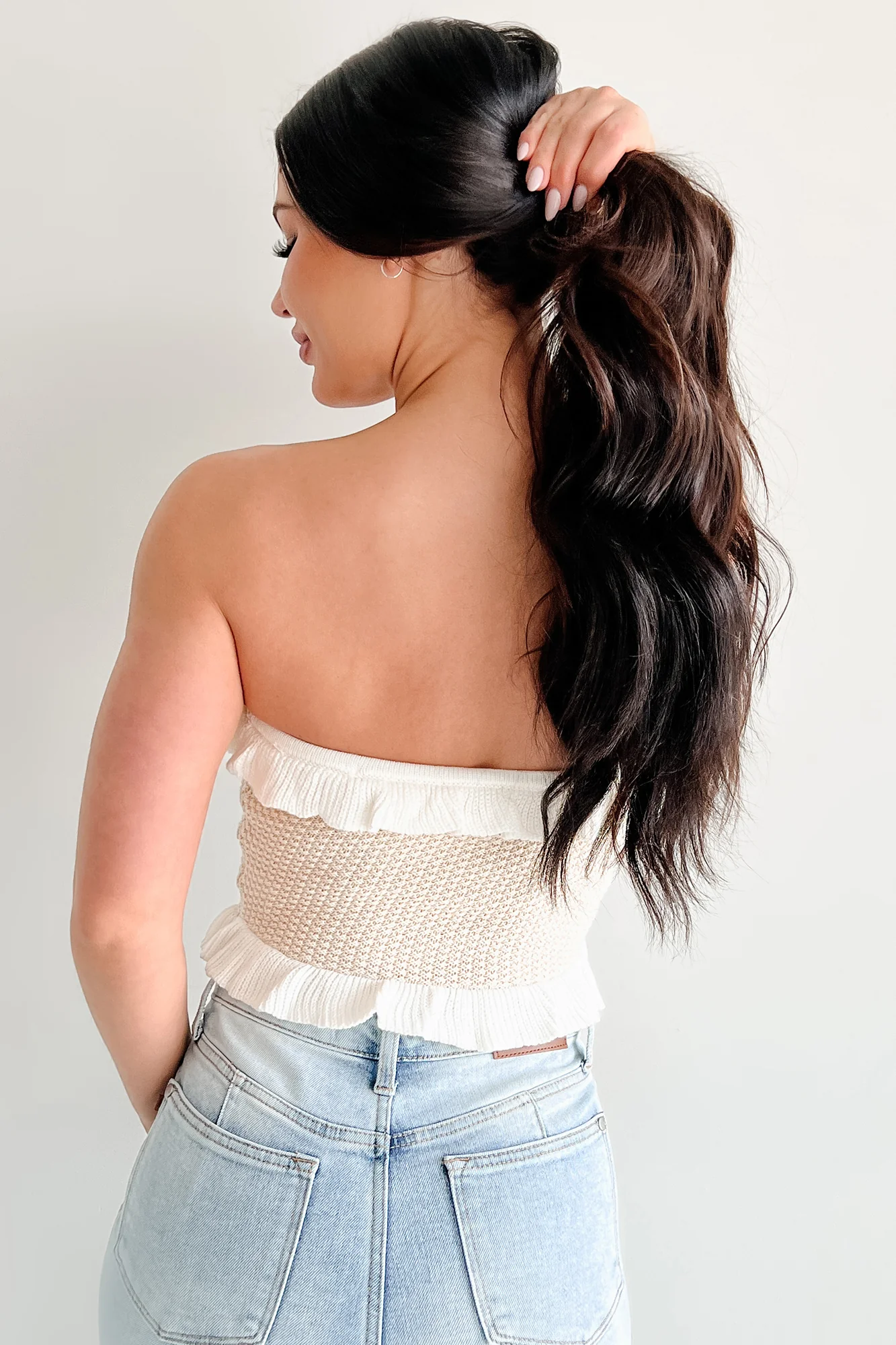 Warmth Within Ruffled Sweater Knit Tube Top (Natural) - Image 5