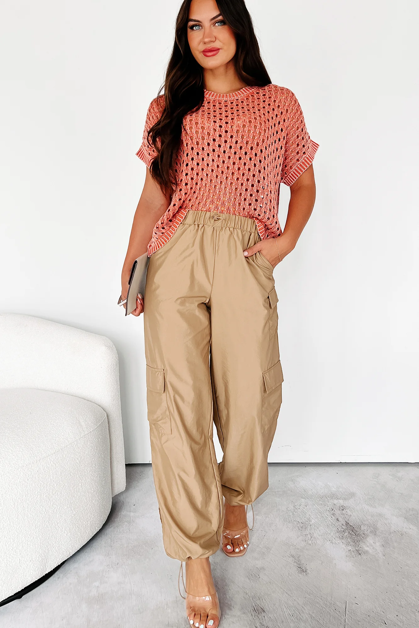 Waterloo Wide Leg Cargo Pants (Tan) - Image 6