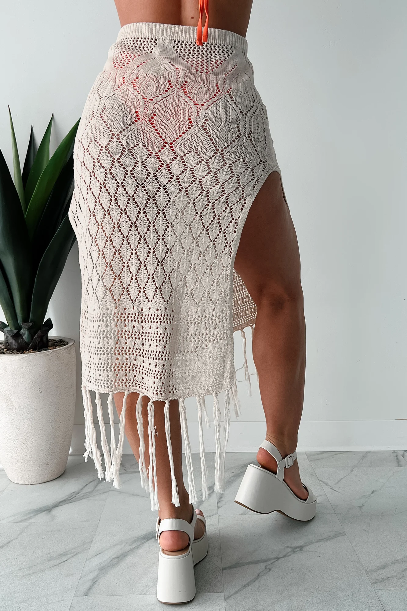Wave Of Relief Crochet Tassel Maxi Skirt (Beige) - Image 10