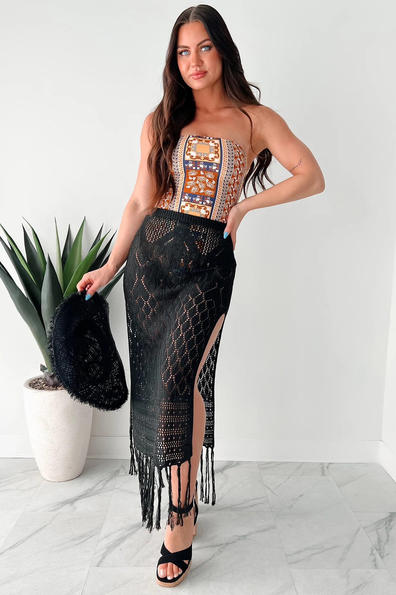 Wave Of Relief Crochet Tassel Maxi Skirt (Black) - Image 7