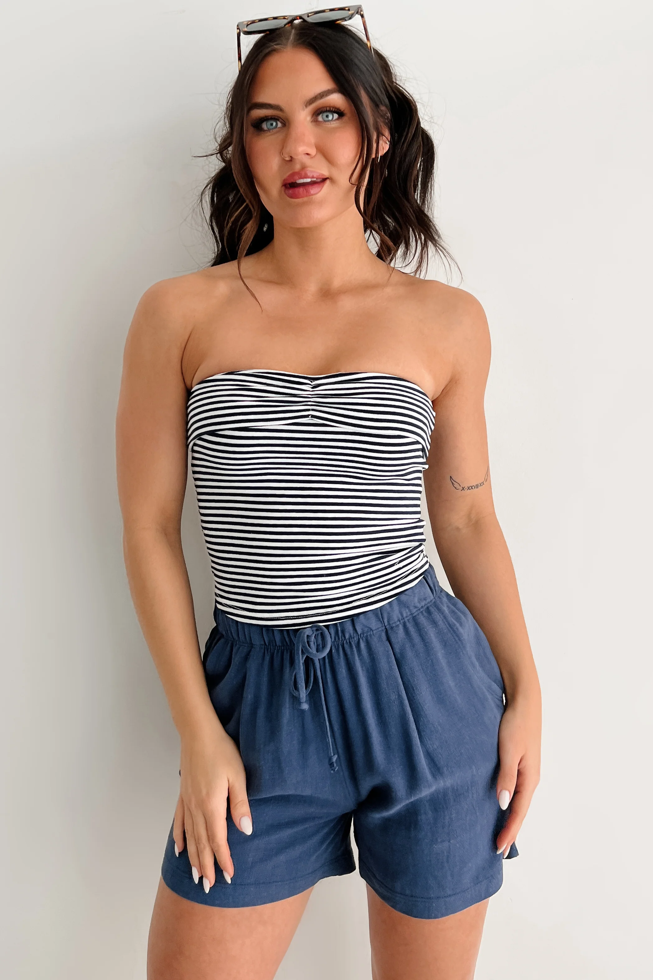 Weekend Vibes Striped Tube Top (Navy/White) - Image 13