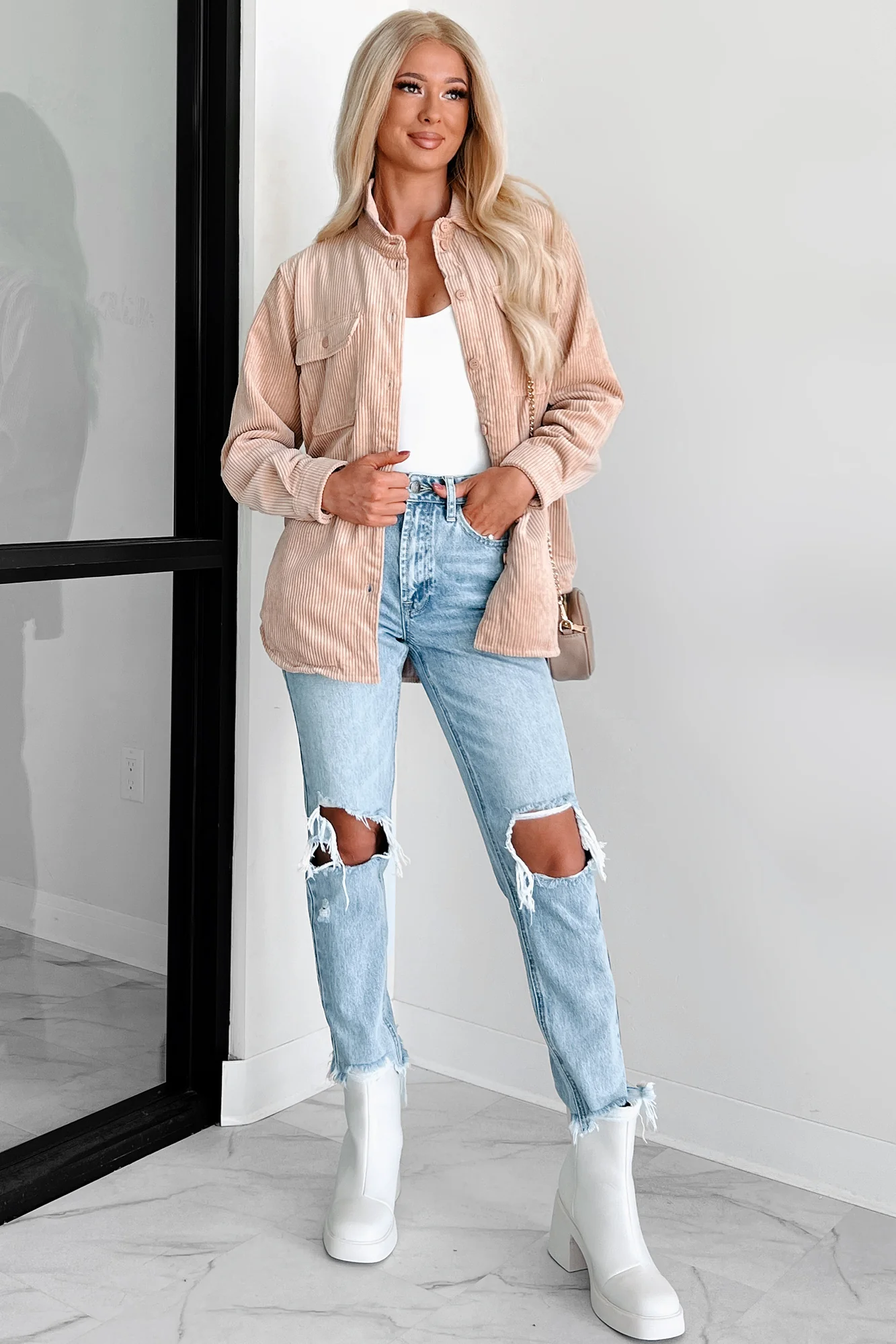 When The Leaves Turn Reversible Corduroy Jacket (Camel) - Image 5