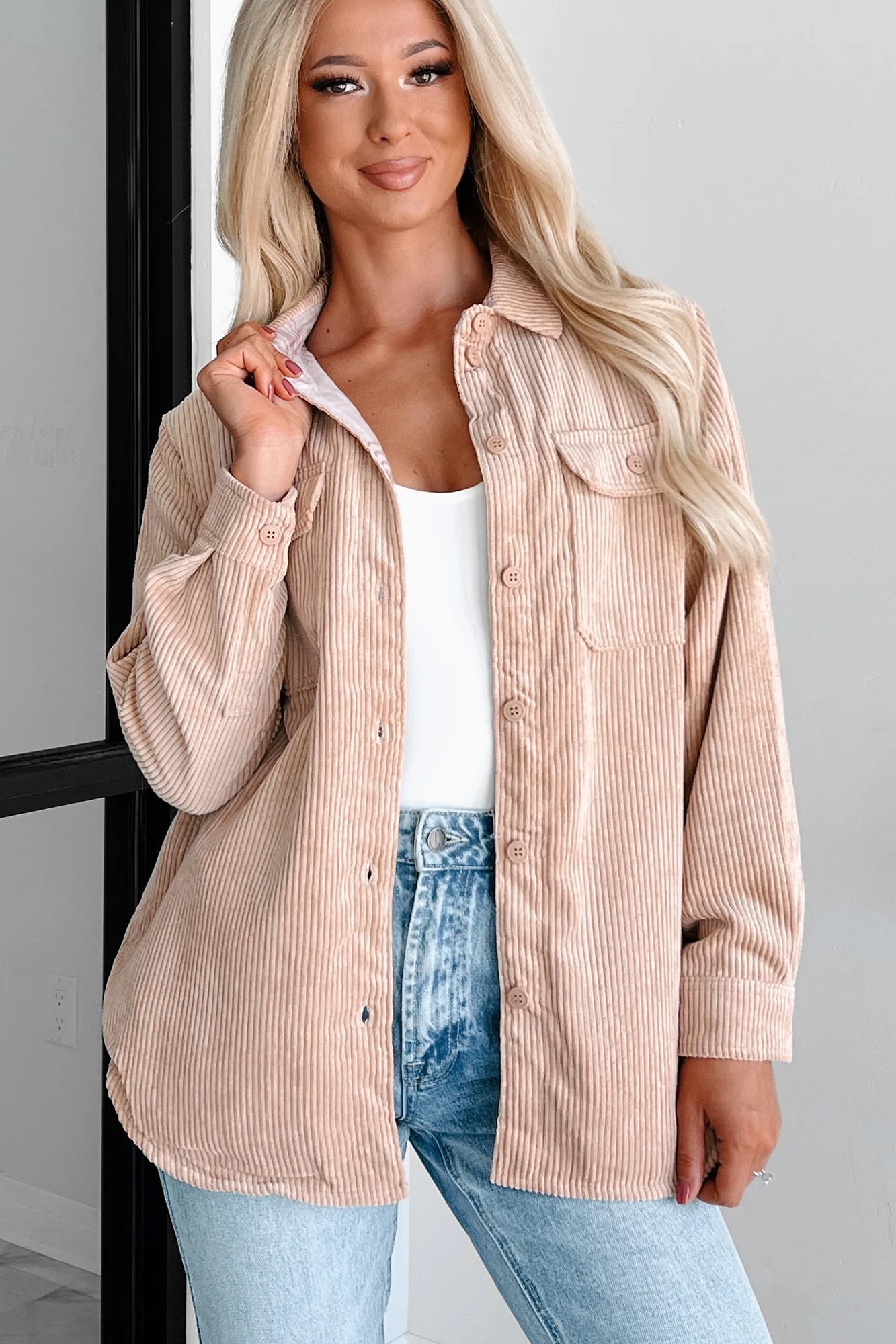 When The Leaves Turn Reversible Corduroy Jacket (Camel) - Image 8