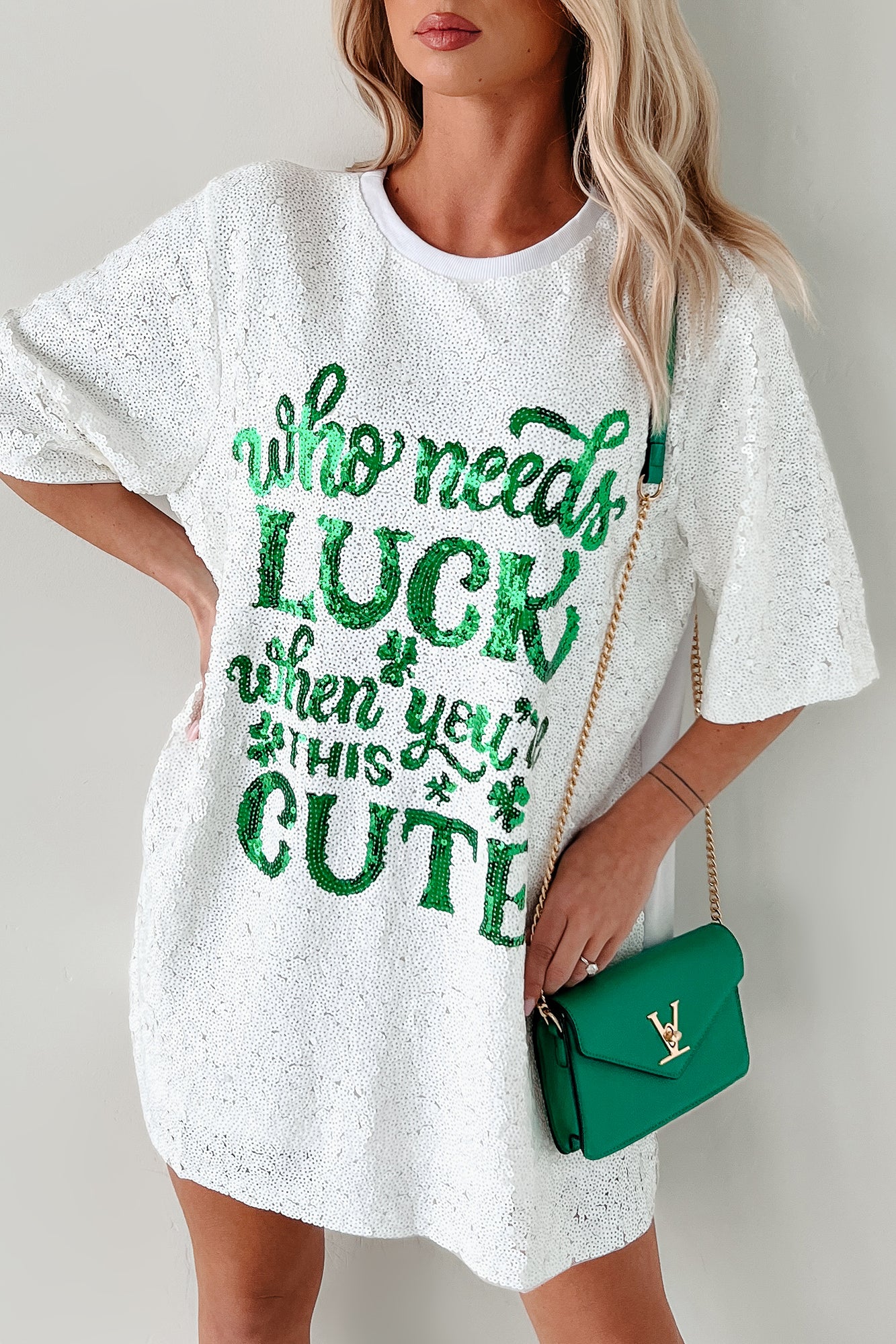 "When You're This Cute" Sequin Mini Dress (White) - Image 2