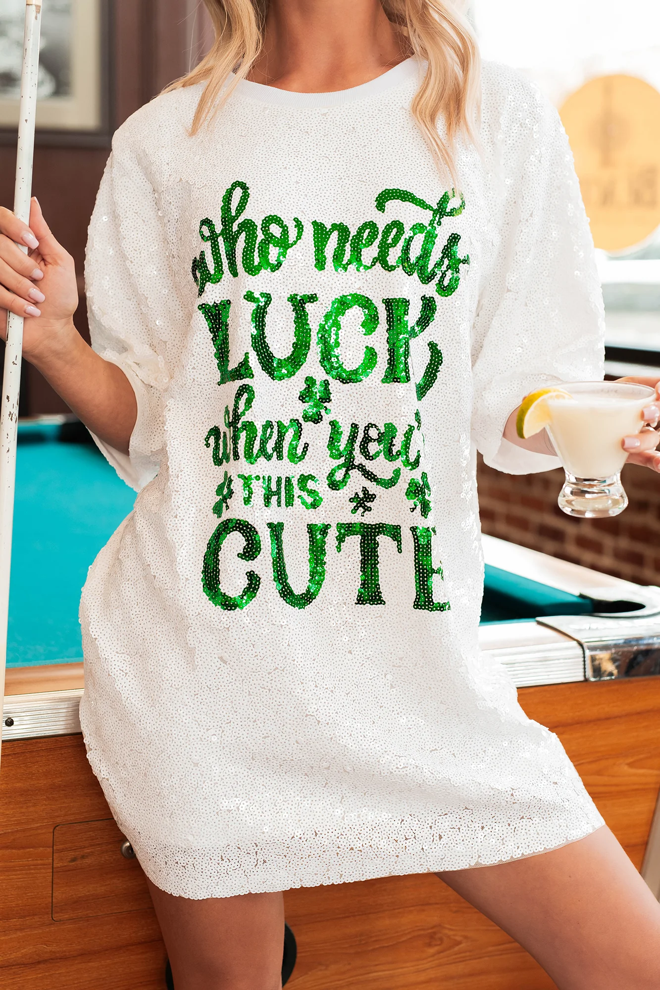 "When You're This Cute" Sequin Mini Dress (White) - Image 3