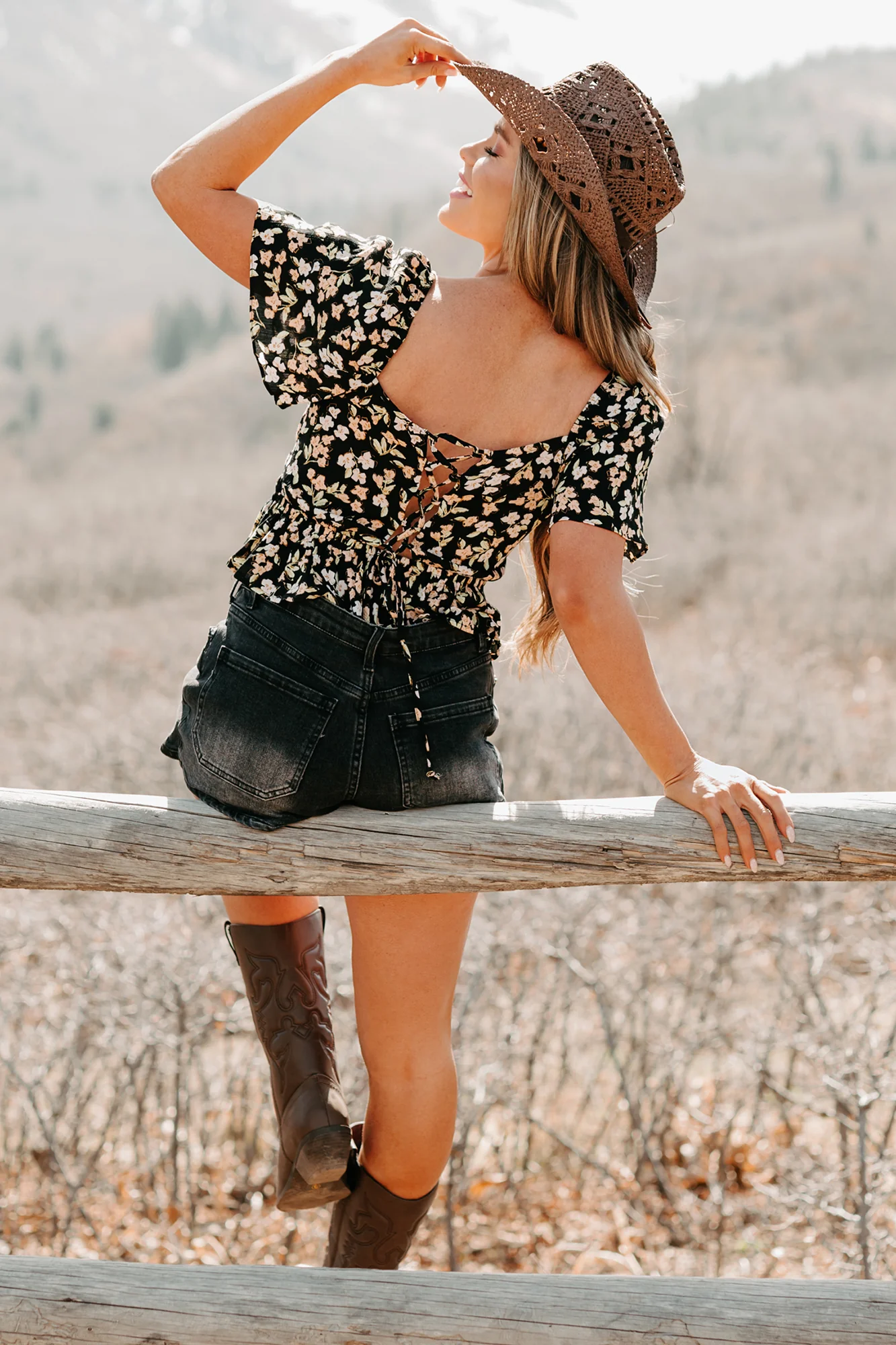Whimsical Heart Smocked Floral Top (Black) - Image 11