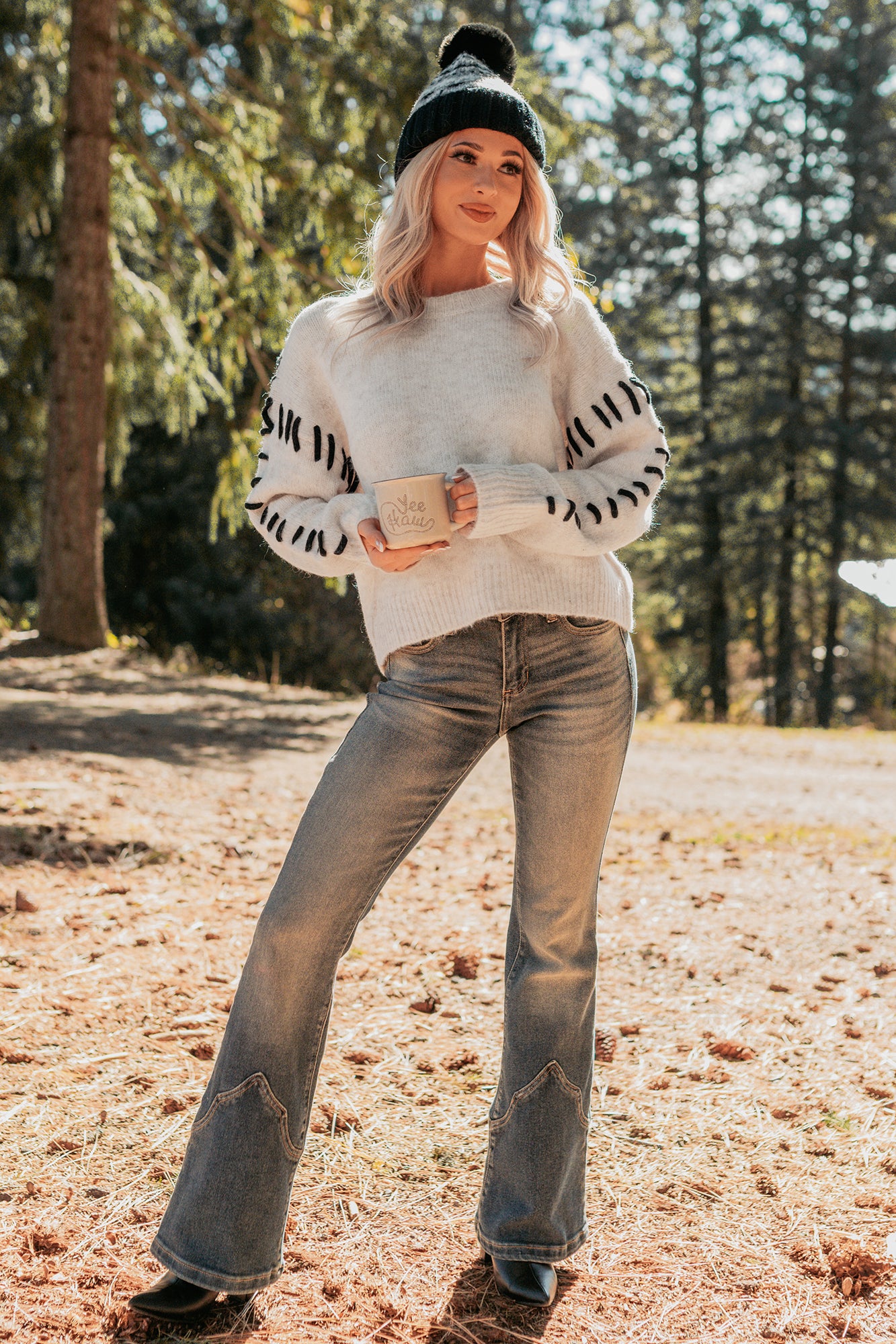 Whistling Woods Stitch Detail Sweater (Oatmeal) - Image 2