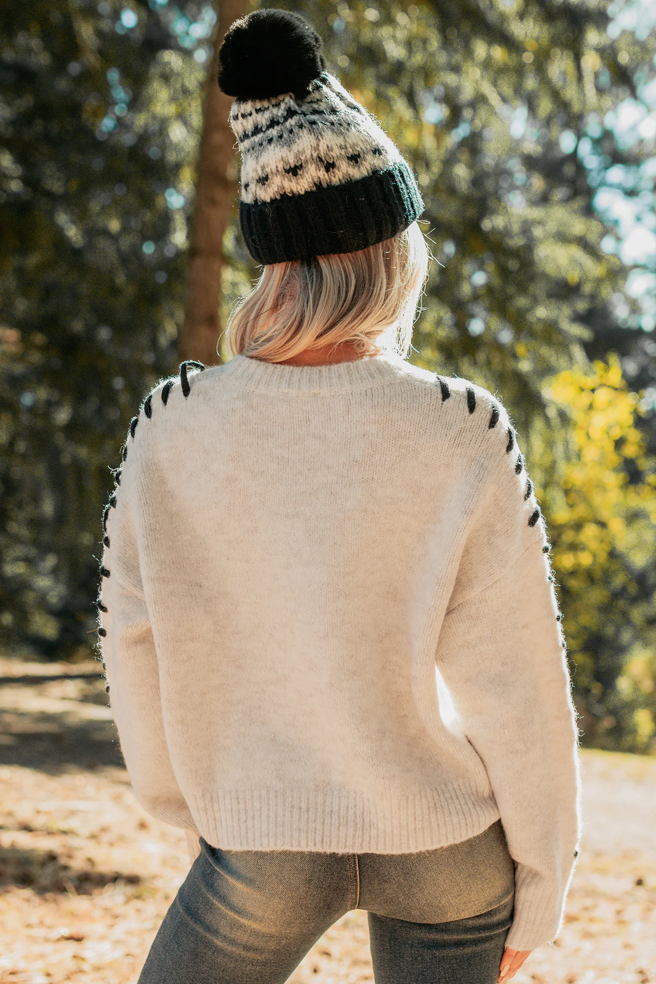 Whistling Woods Stitch Detail Sweater (Oatmeal) - Image 4