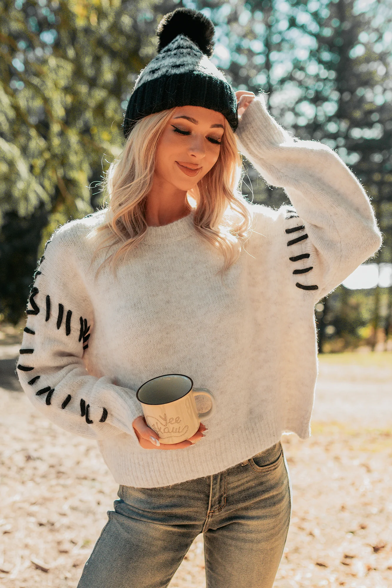 Whistling Woods Stitch Detail Sweater (Oatmeal) - Image 6