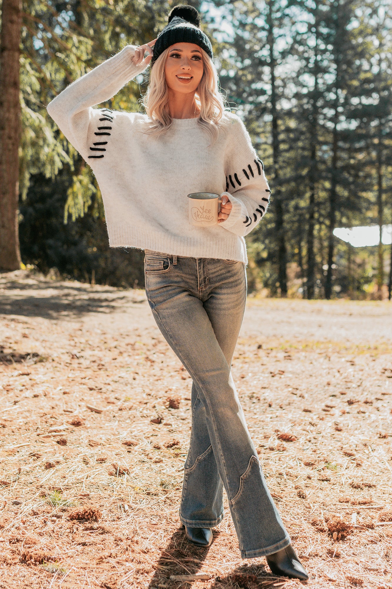 Whistling Woods Stitch Detail Sweater (Oatmeal) - Image 7
