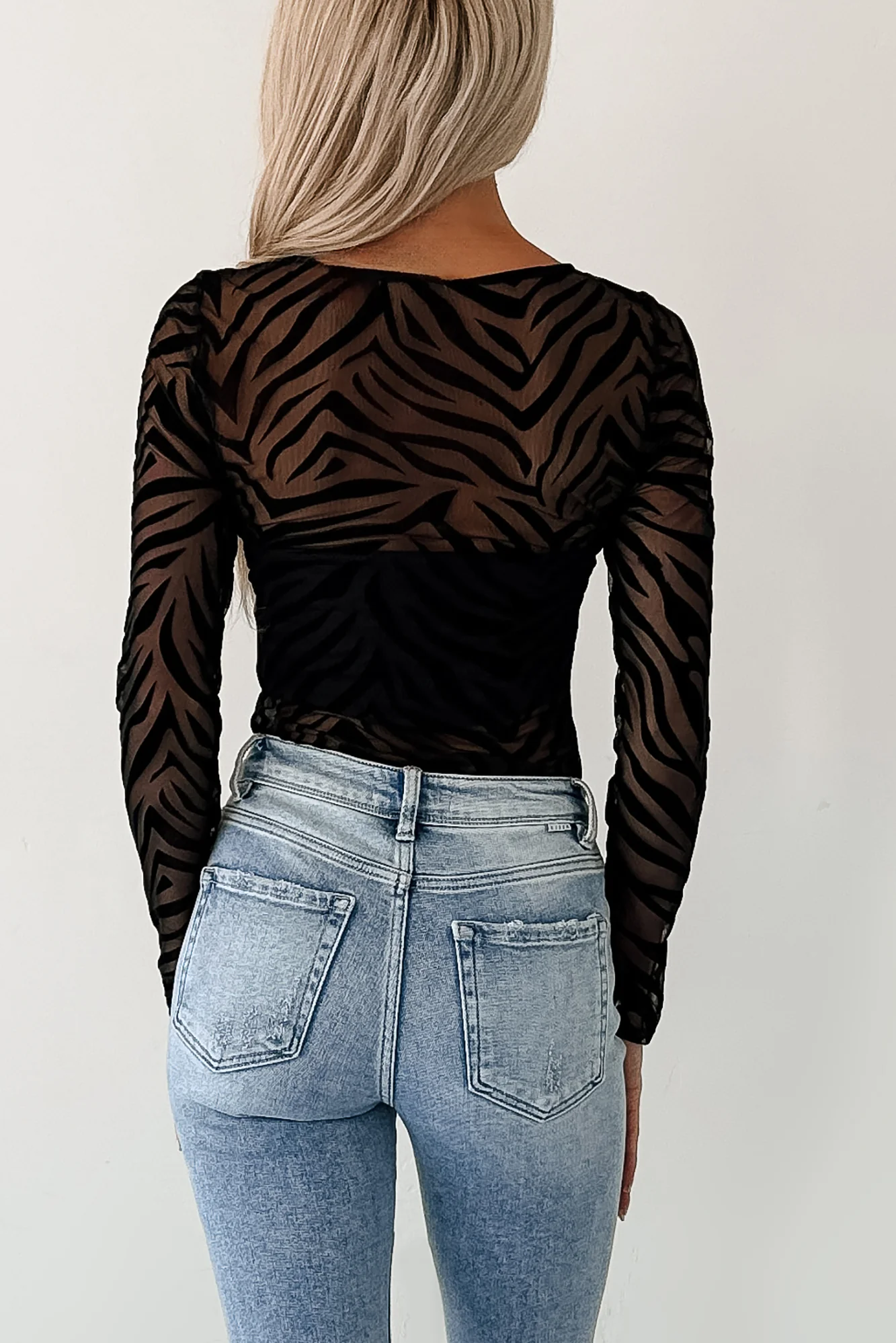 Wild At Heart Animal Print Mesh Bodysuit (Black Zebra) - Image 4