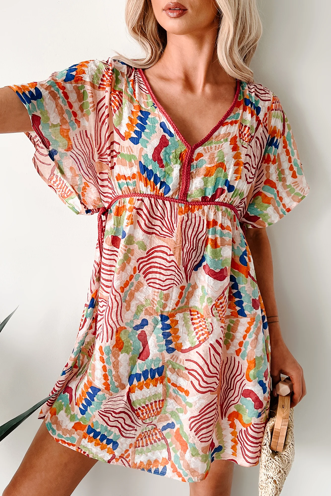 Wild Heart Printed Cover Up Mini Dress (Blush) - Image 3