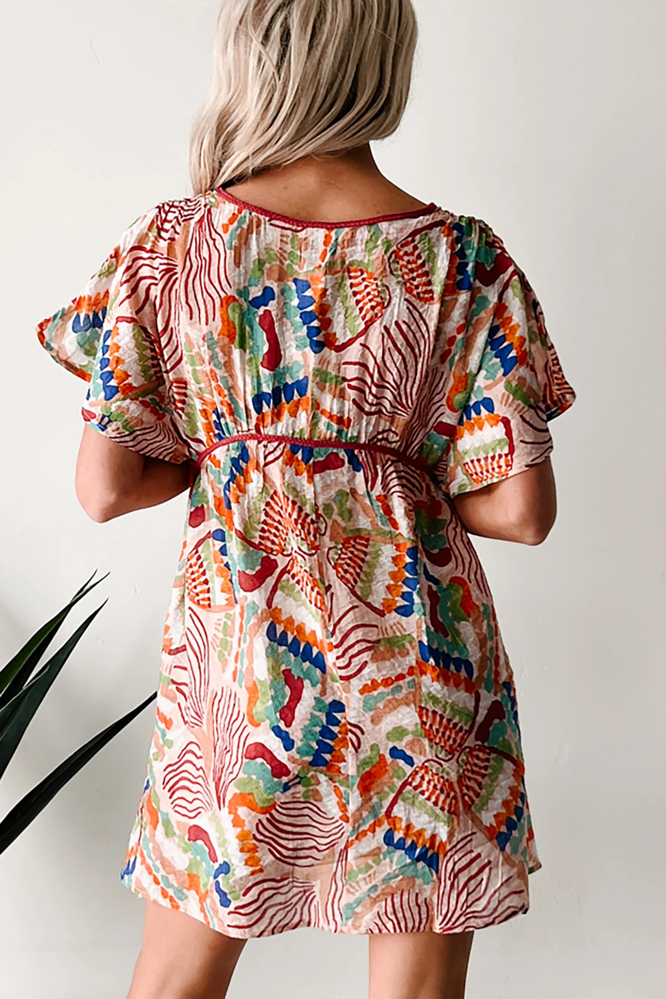 Wild Heart Printed Cover Up Mini Dress (Blush) - Image 4