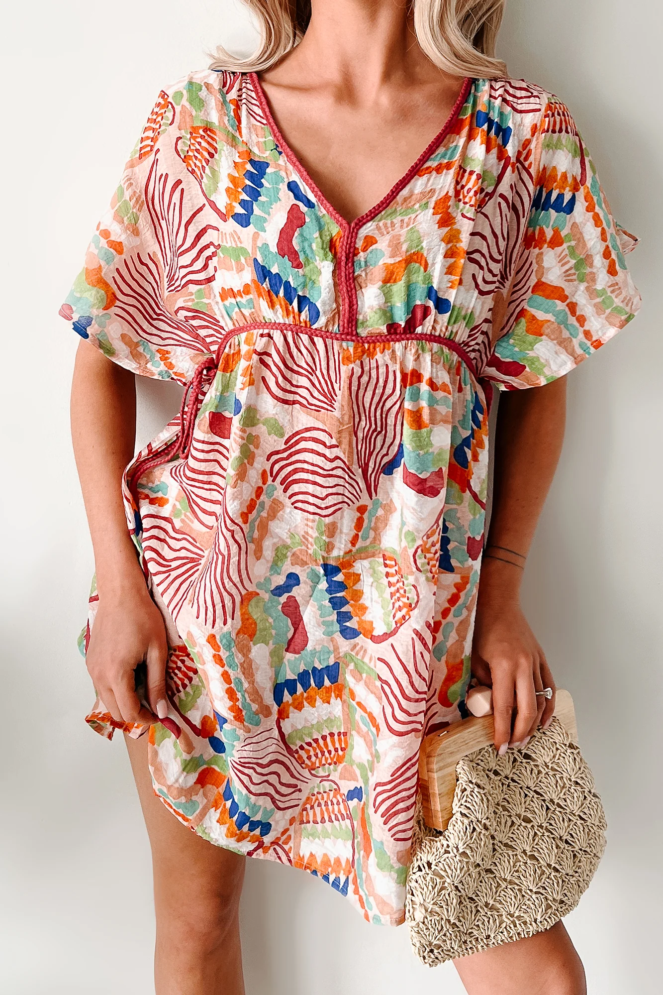 Wild Heart Printed Cover Up Mini Dress (Blush) - Image 7