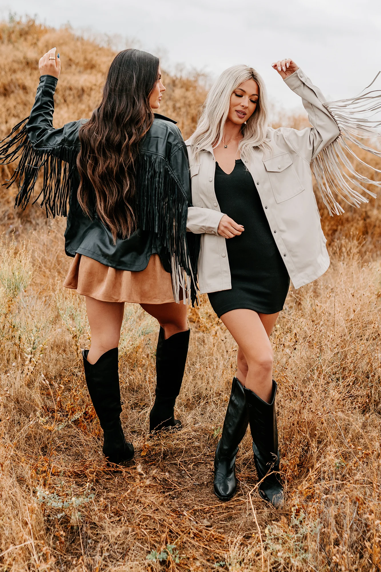 Wild West Whimsy Fringe Faux Leather Jacket (Cream) - Image 8
