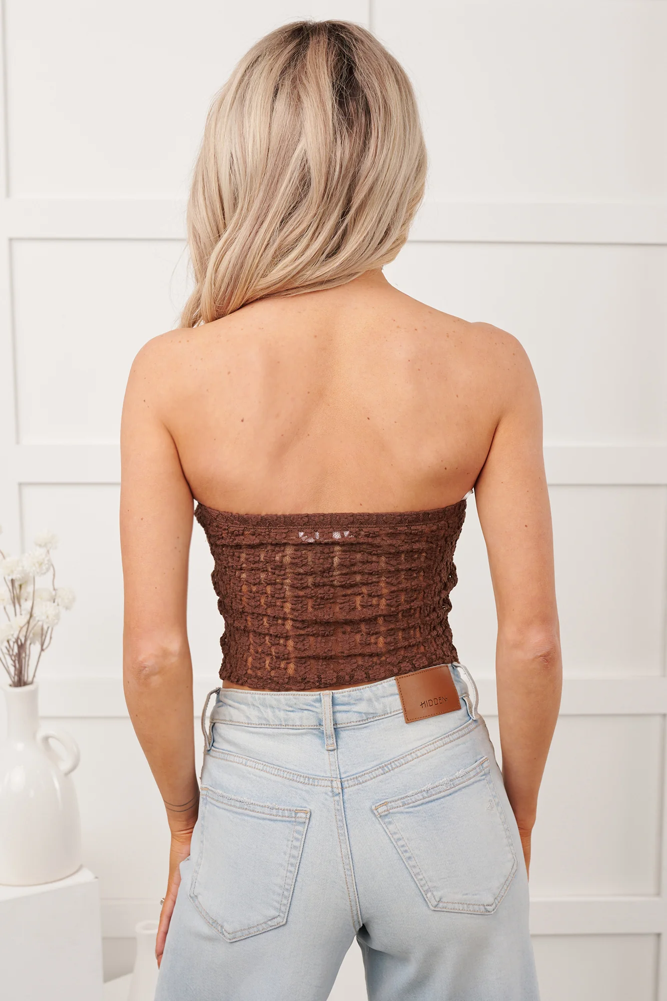 Wildflower Weekend Strapless Lace Top (Chocolate) - Image 3