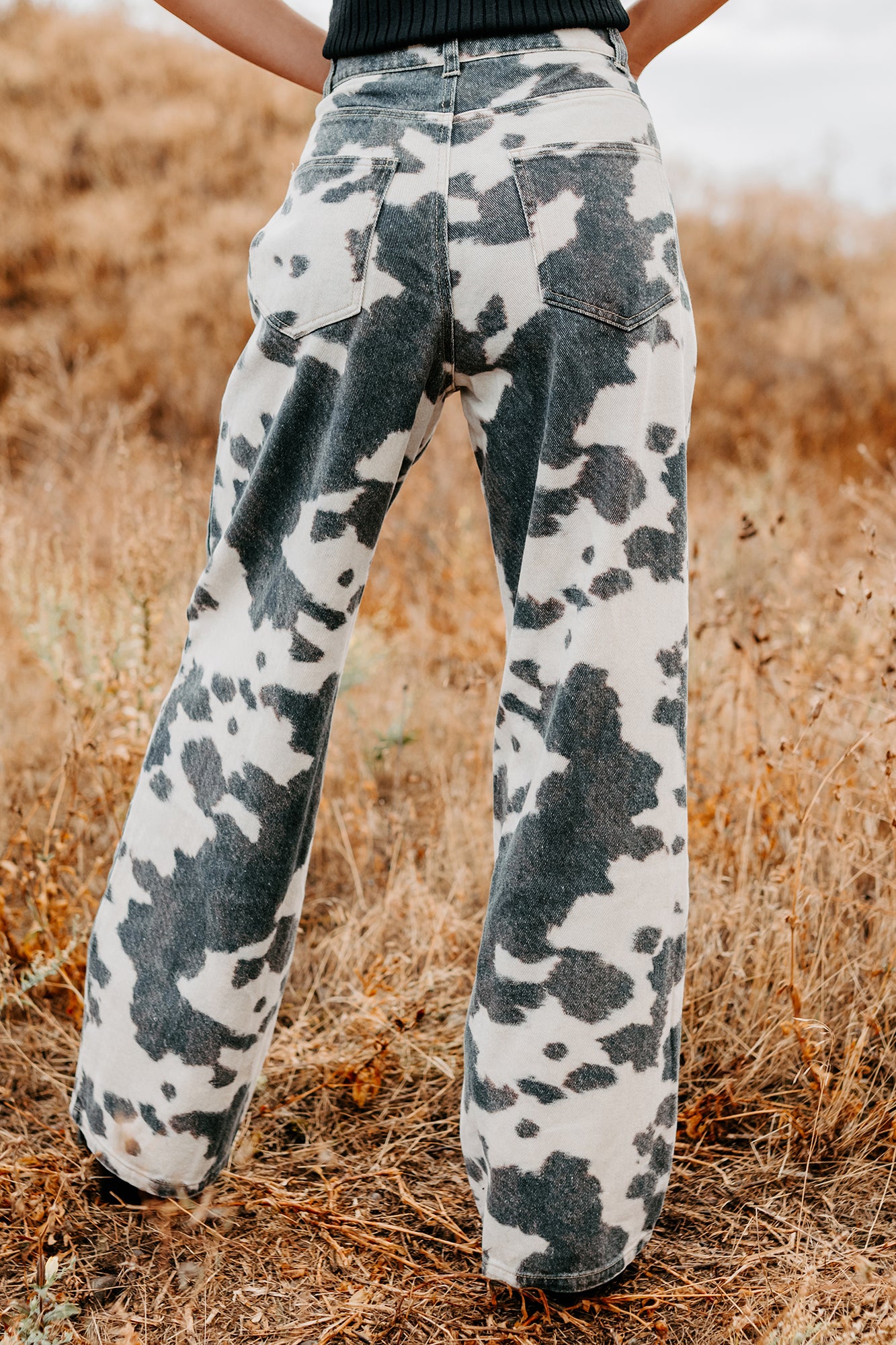 Willis Wide Leg Cow Print Klesis Jeans (Brown) - Image 5