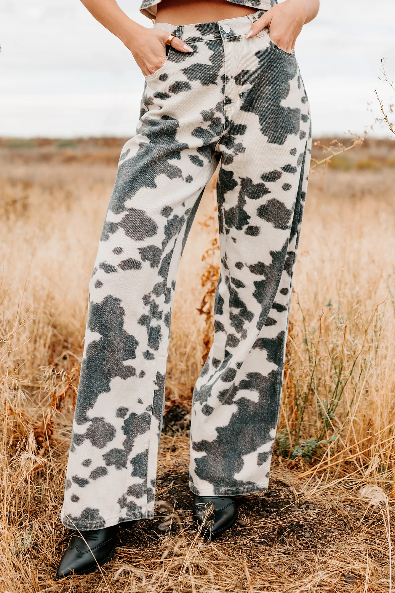 Willis Wide Leg Cow Print Klesis Jeans (Brown) - Image 8