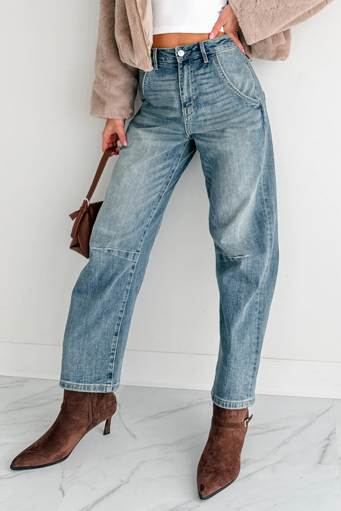 Willy Super High Rise Mica Denim Barrel Jeans (Medium Vintage) - Image 12