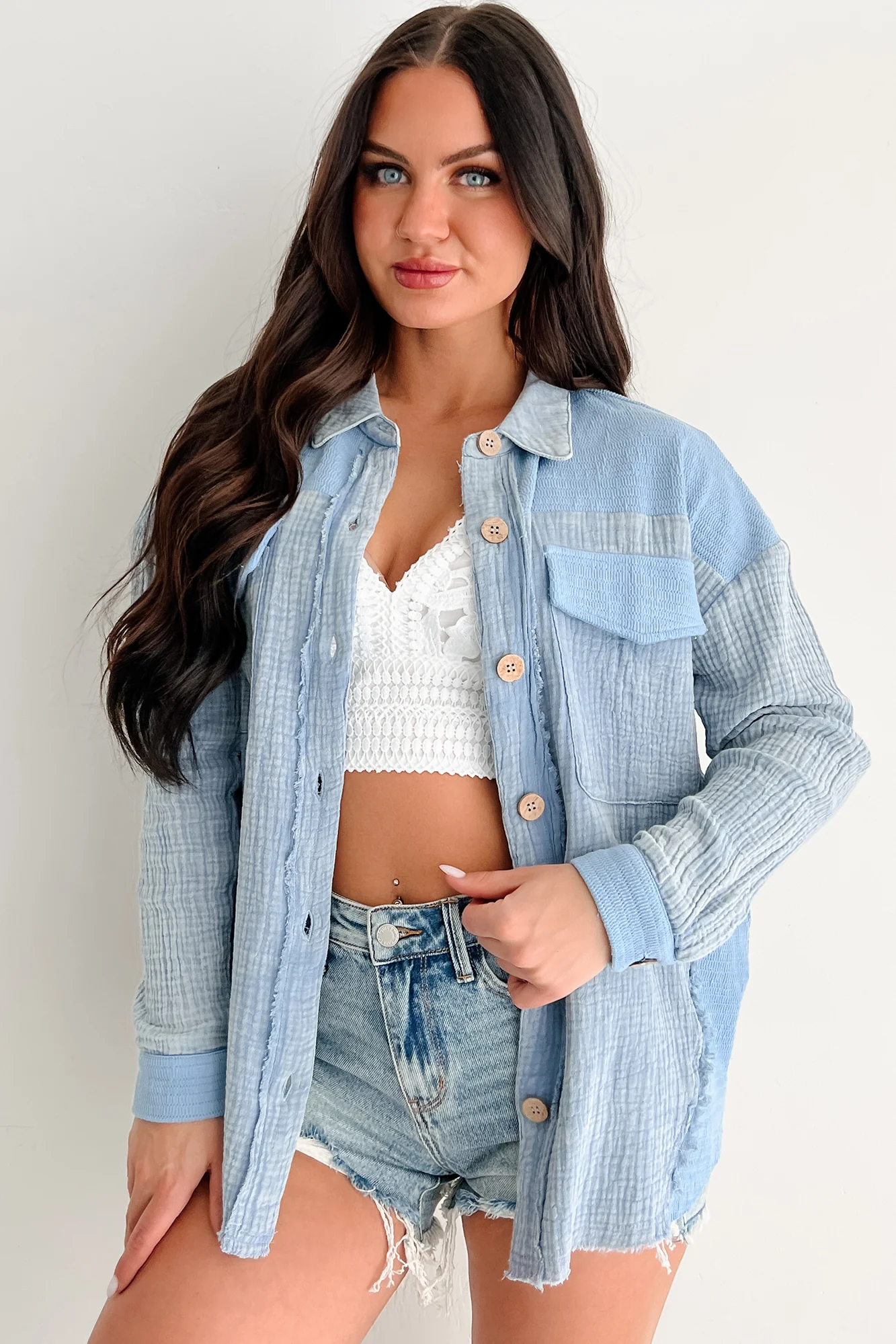 Winning Big Oversized Gauze Shacket (Denim) - Image 5
