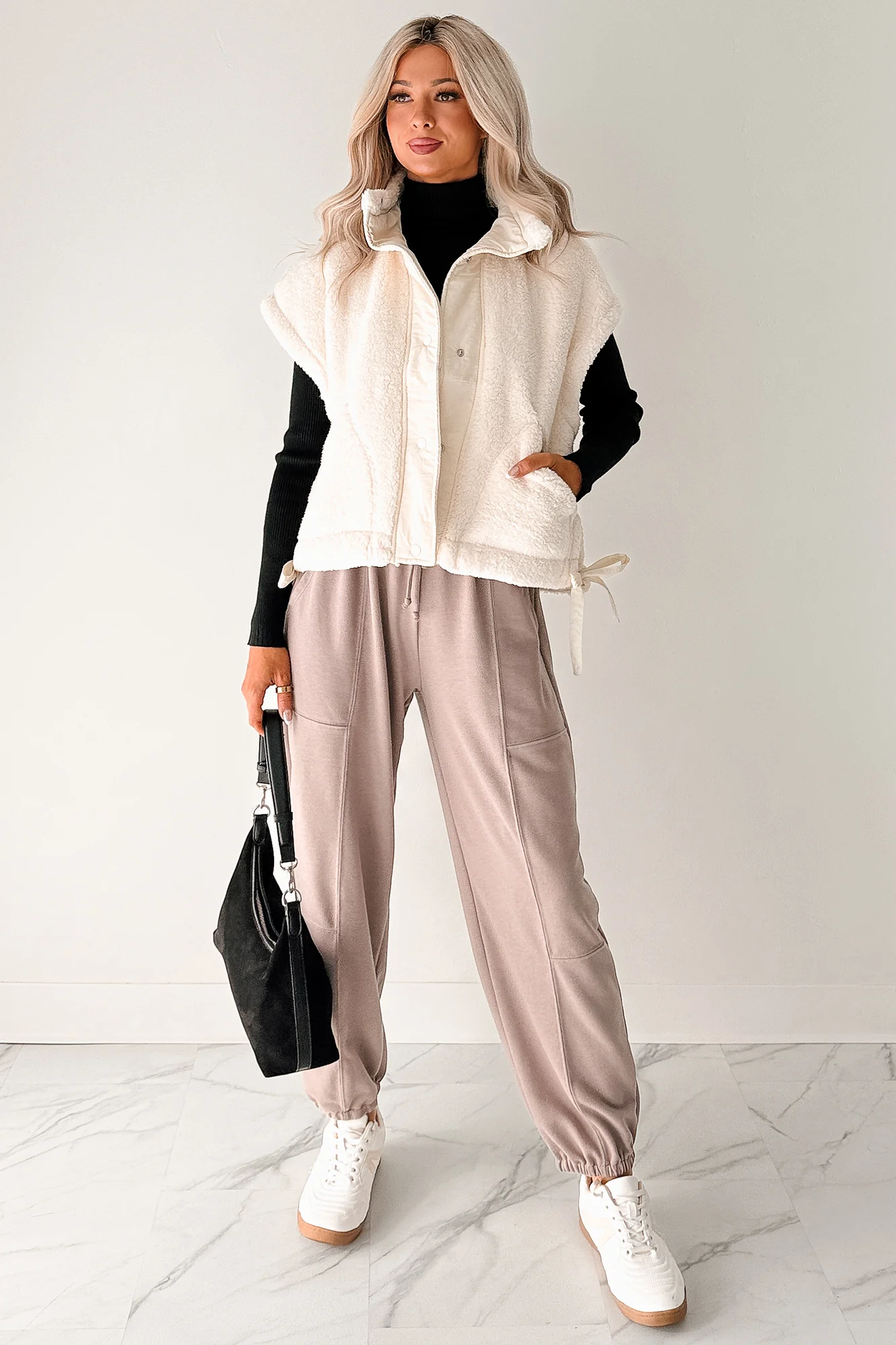 Winter Calmness Sleeveless Sherpa Vest (Ivory) - Image 6