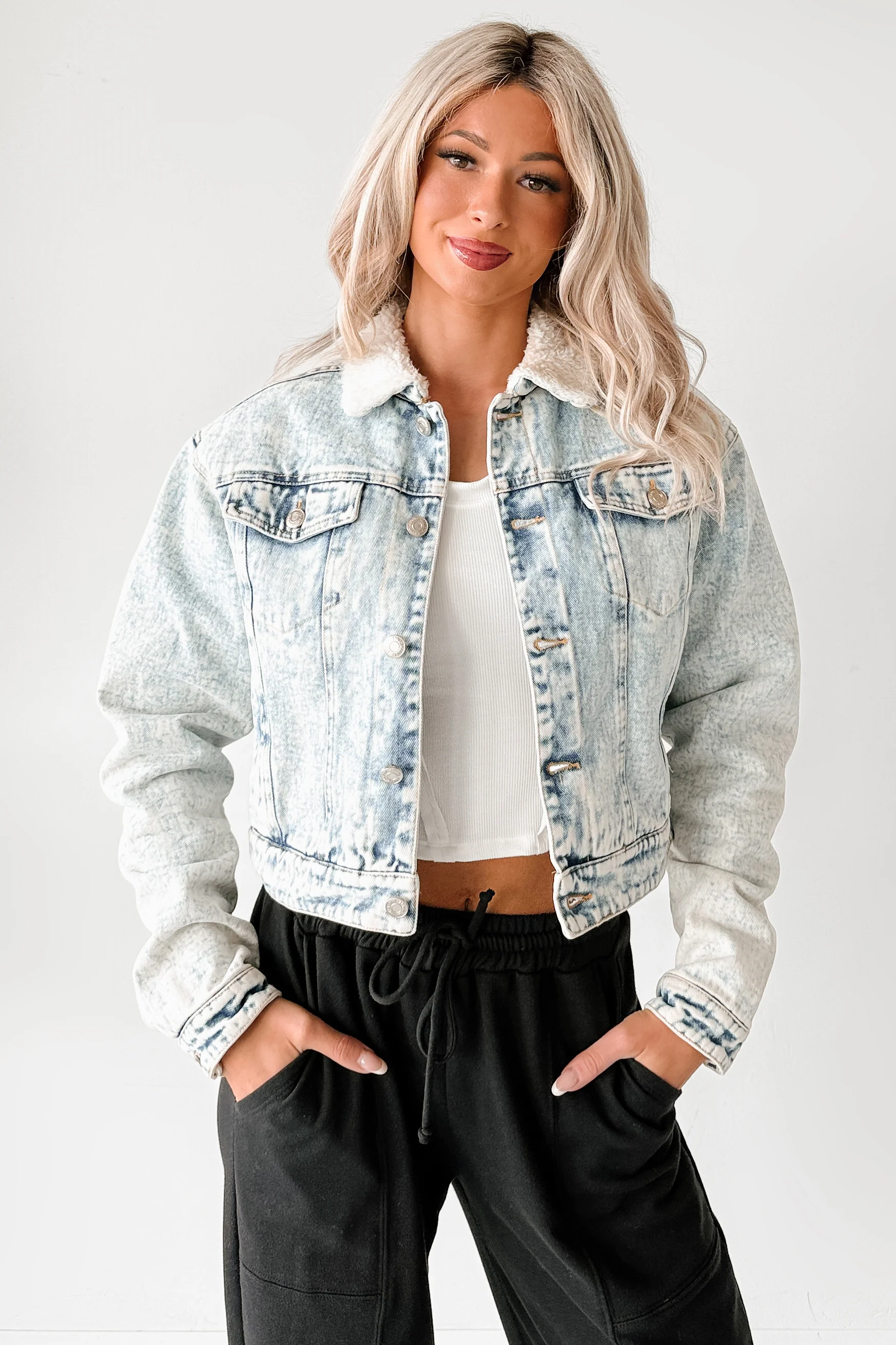 Wintry Whispers Sherpa Denim Jacket (Acid Blue) - Image 6