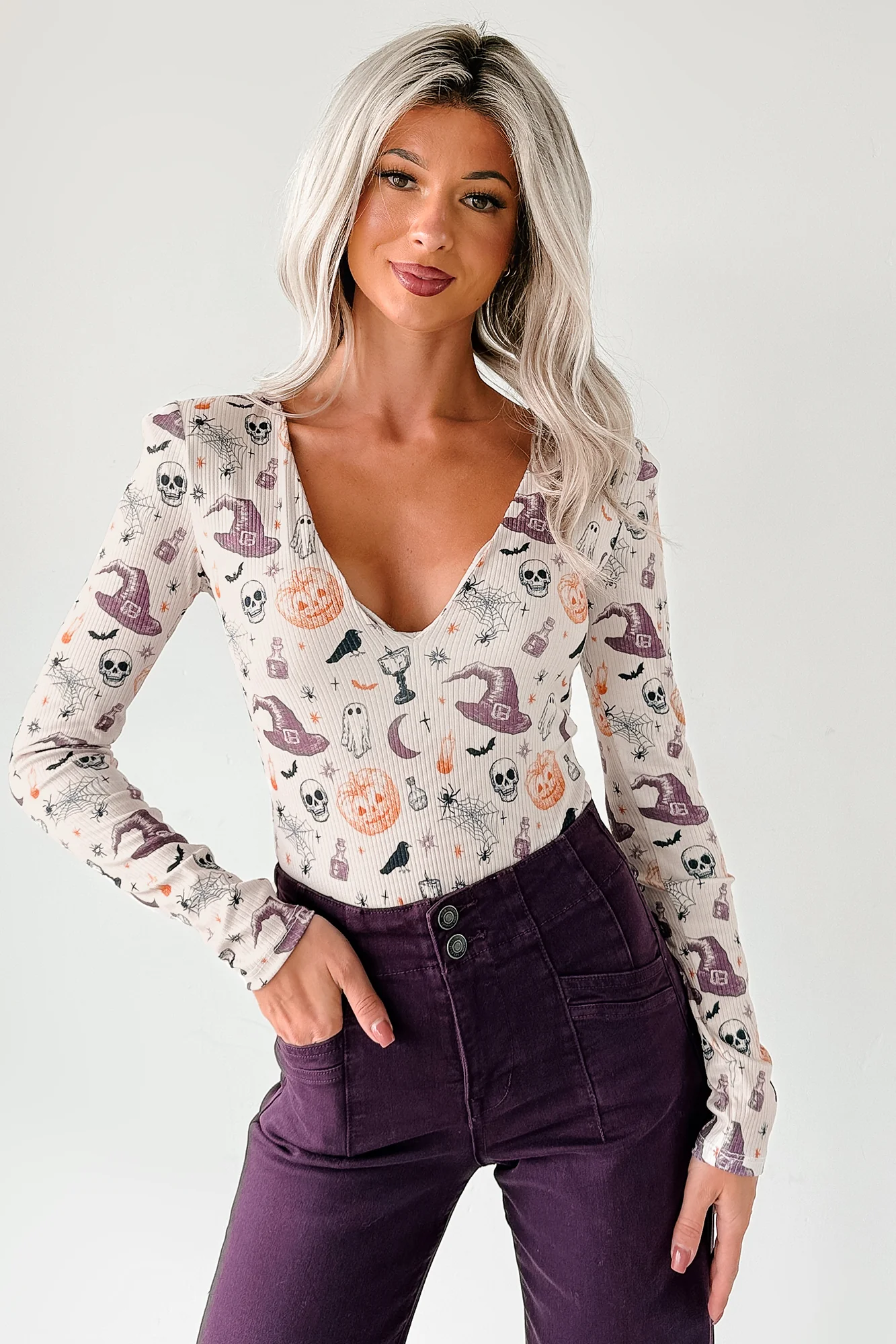 Witchful Thinking NM Original Padded V-Neck Bodysuit (Witchy Vibes) - Image 5