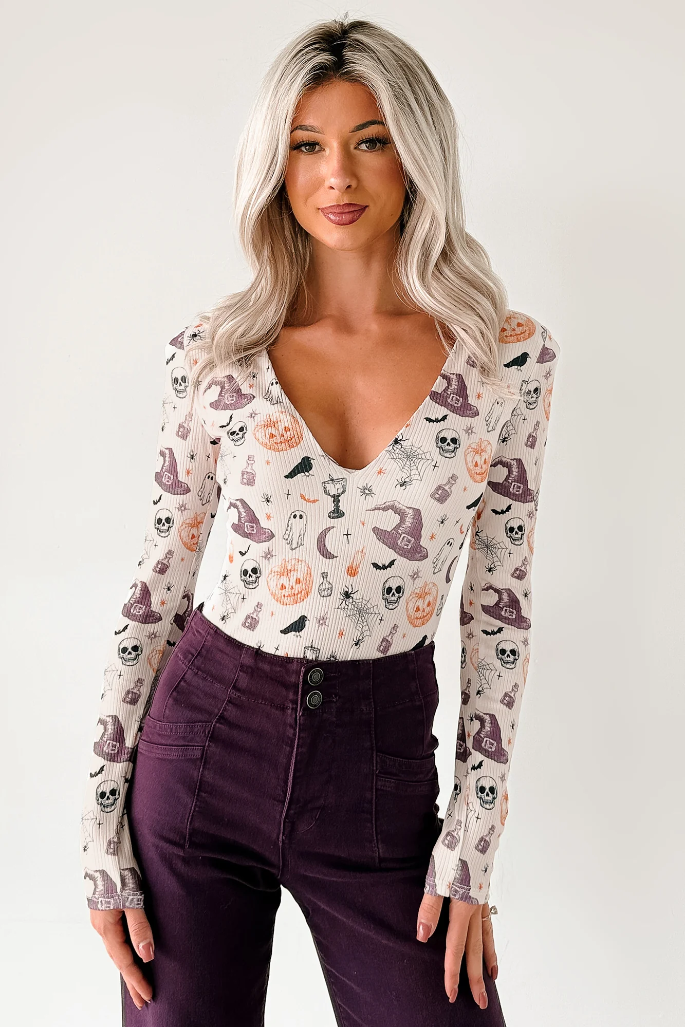 Witchful Thinking NM Original Padded V-Neck Bodysuit (Witchy Vibes) - Image 7