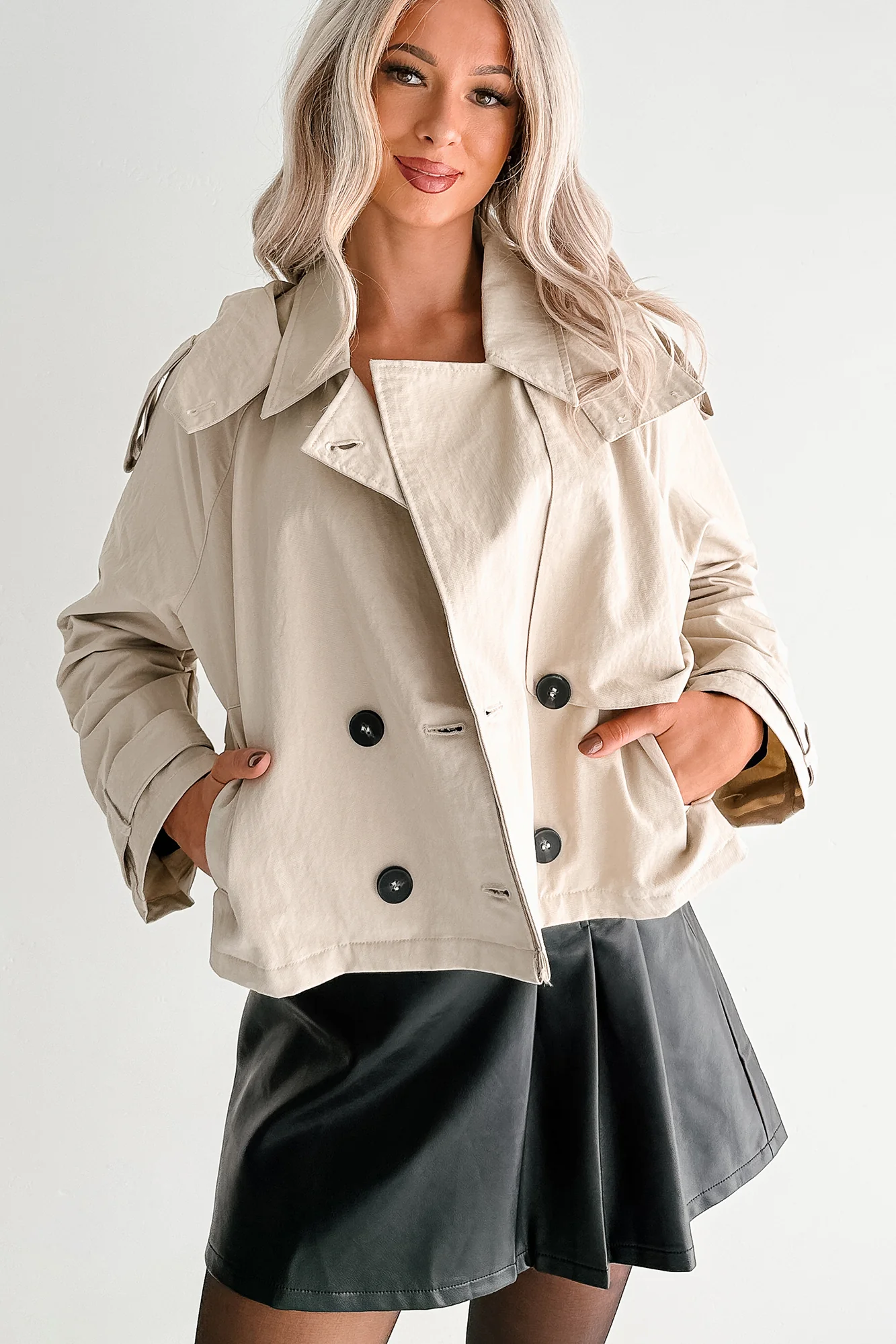 Within Reach Side Button Hooded Jacket (Khaki) - Image 5