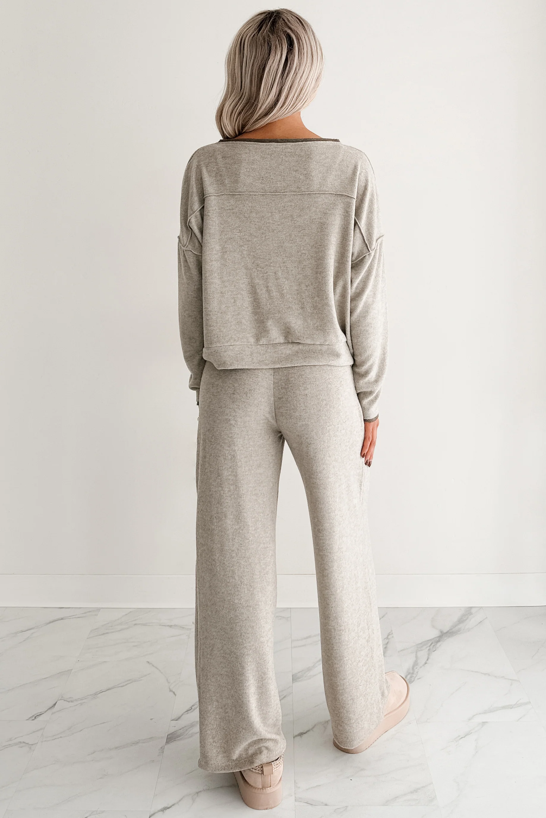Woolen Wishes Contrast Trim Sweater (Heather Taupe) - Image 4