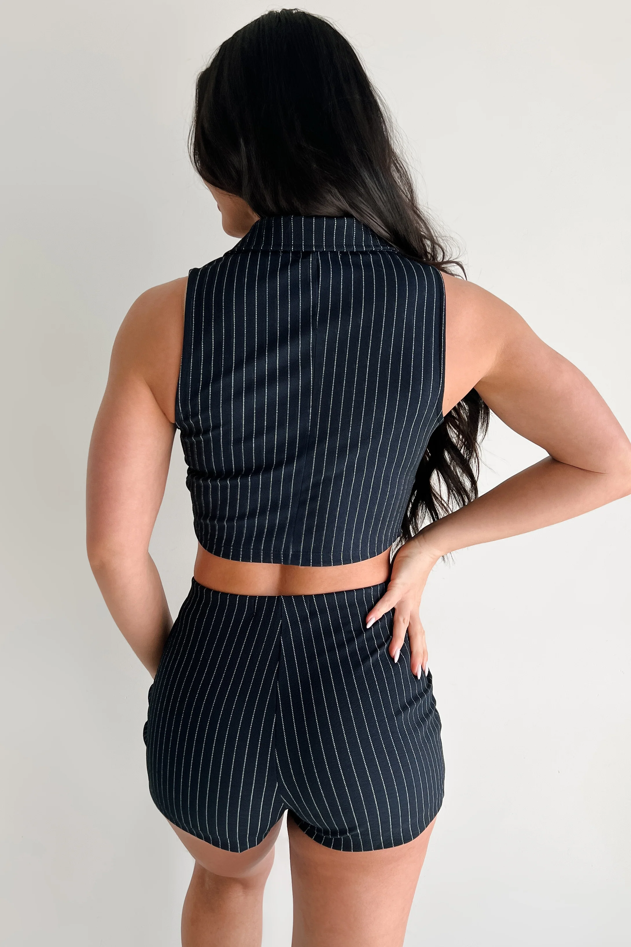 Workflow Edge Two Piece Pinstripe Skort Set (Navy/White) - Image 4