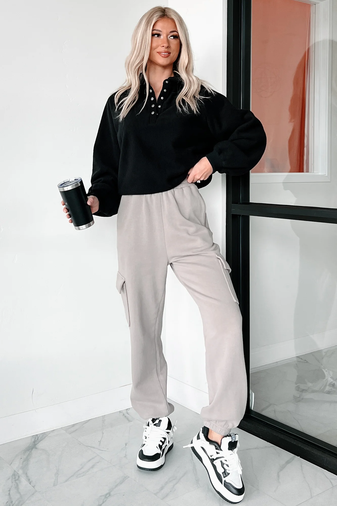 Working Remotely Fleece Pullover Top (Black) - Image 3