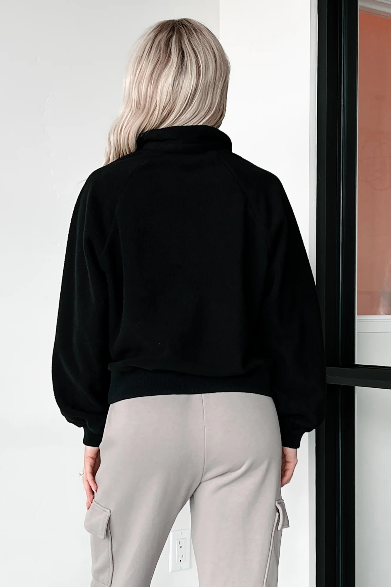 Working Remotely Fleece Pullover Top (Black) - Image 7