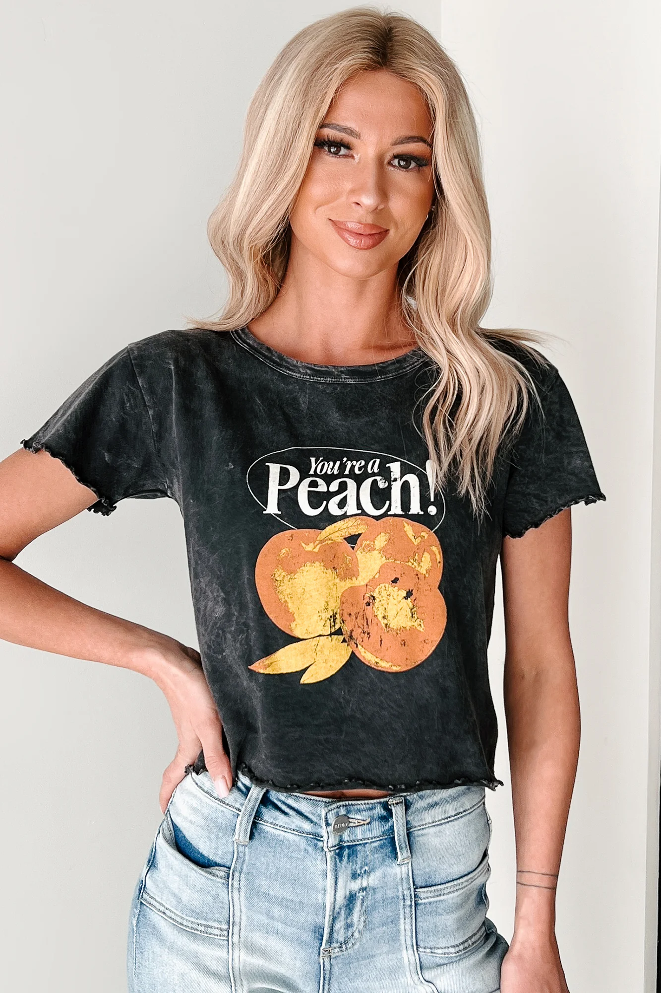 "You're A Peach" Graphic T-Shirt (Charcoal) - Image 3